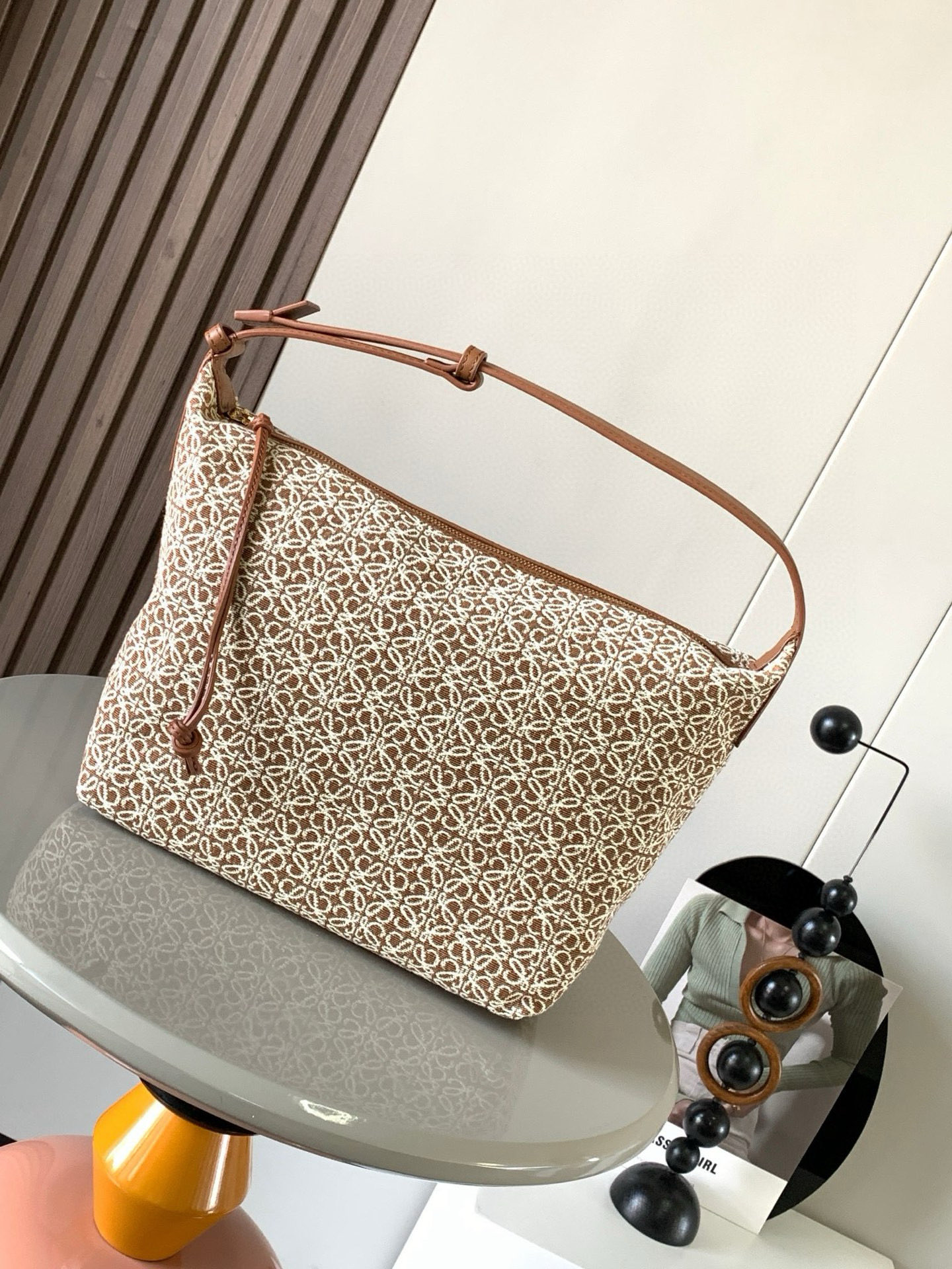 LOEWE Small Cubi Bag in Anagram Jacquard and Calfski