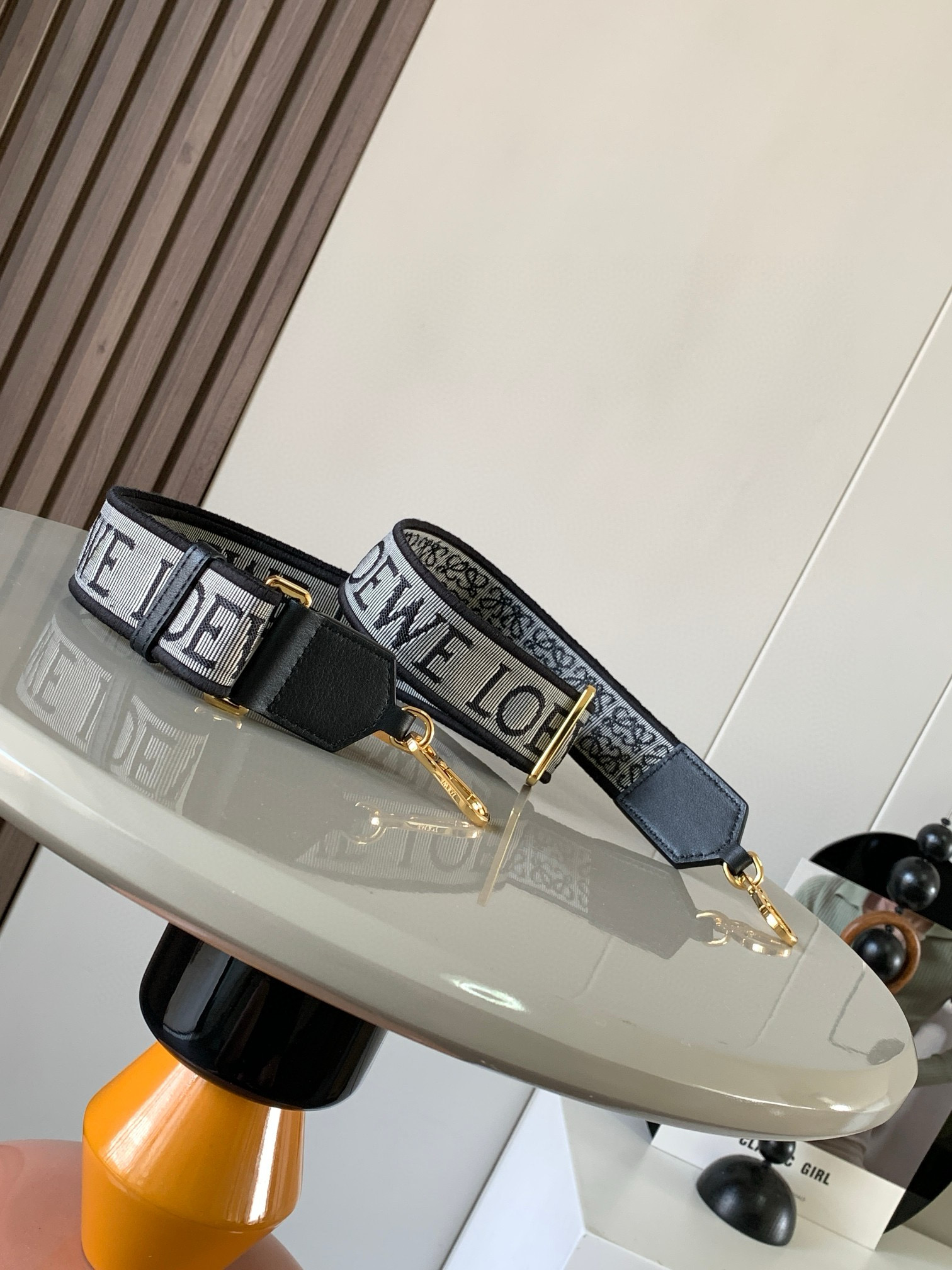 Loewe Anagram strap in jacquard and calfskin Black – LOEWE
