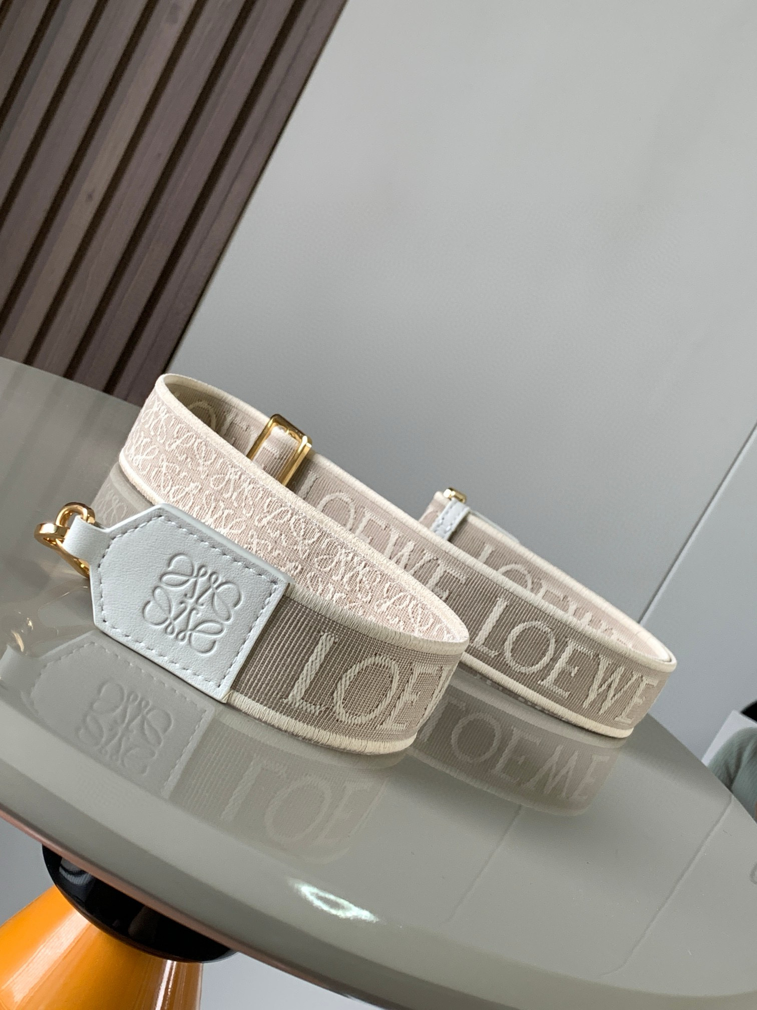 LOEWE Strap calfskin and jacquard C886T90X01 Beige |