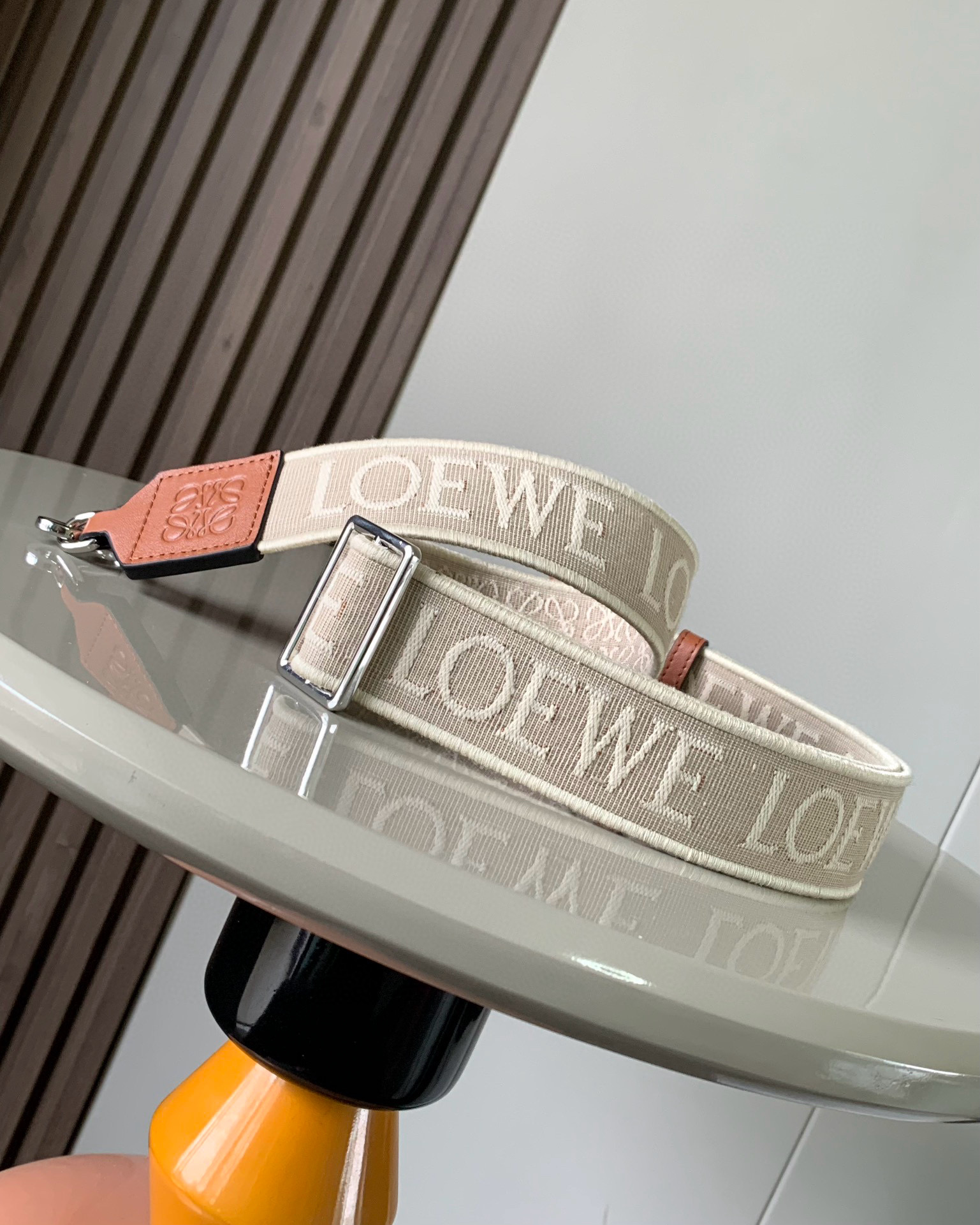 Loewe Anagram strap in jacquard and calfskin Beige – LOEWE