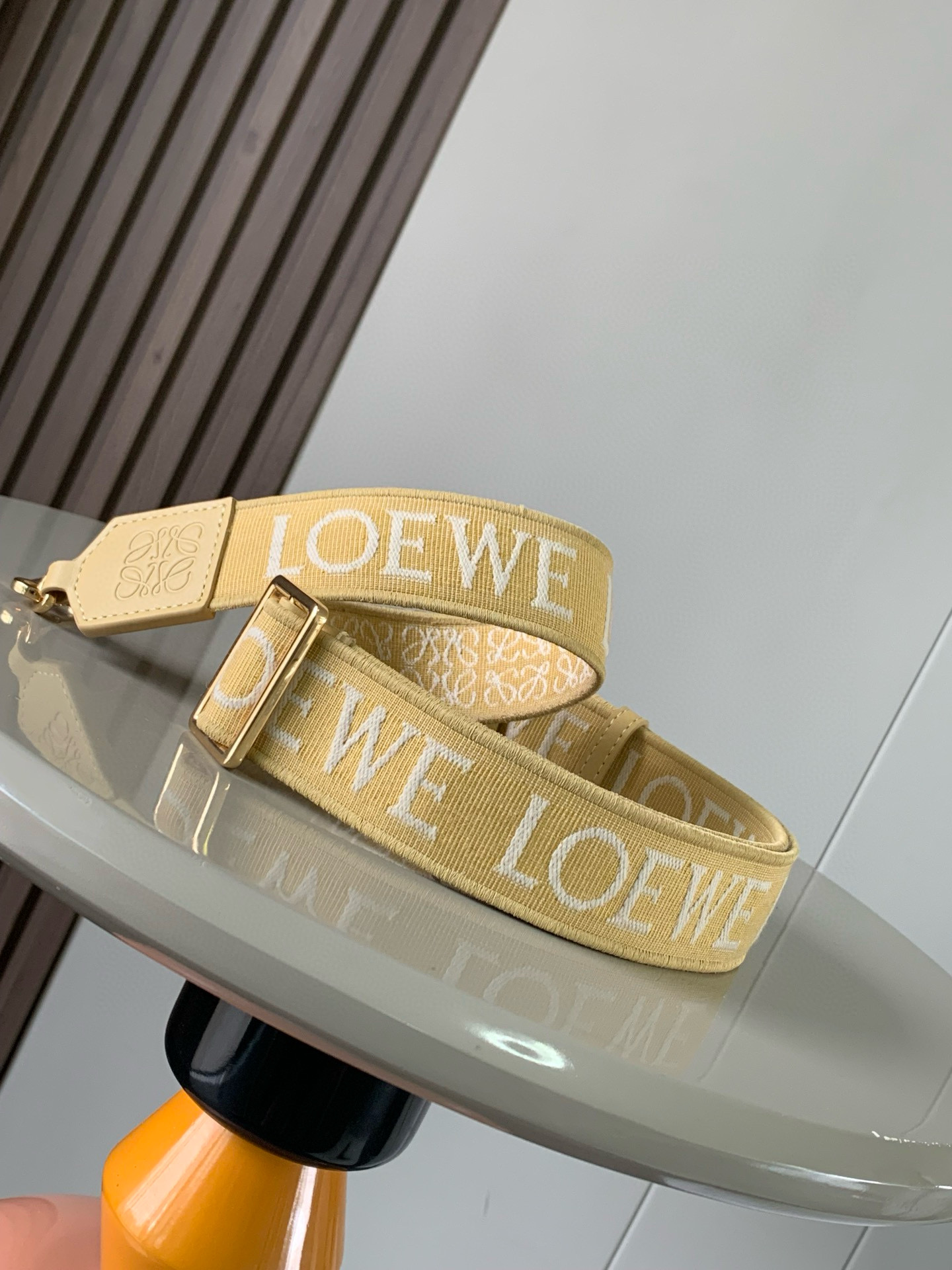 Loewe Anagram strap in jacquard and calfskin Beige – LOEWE