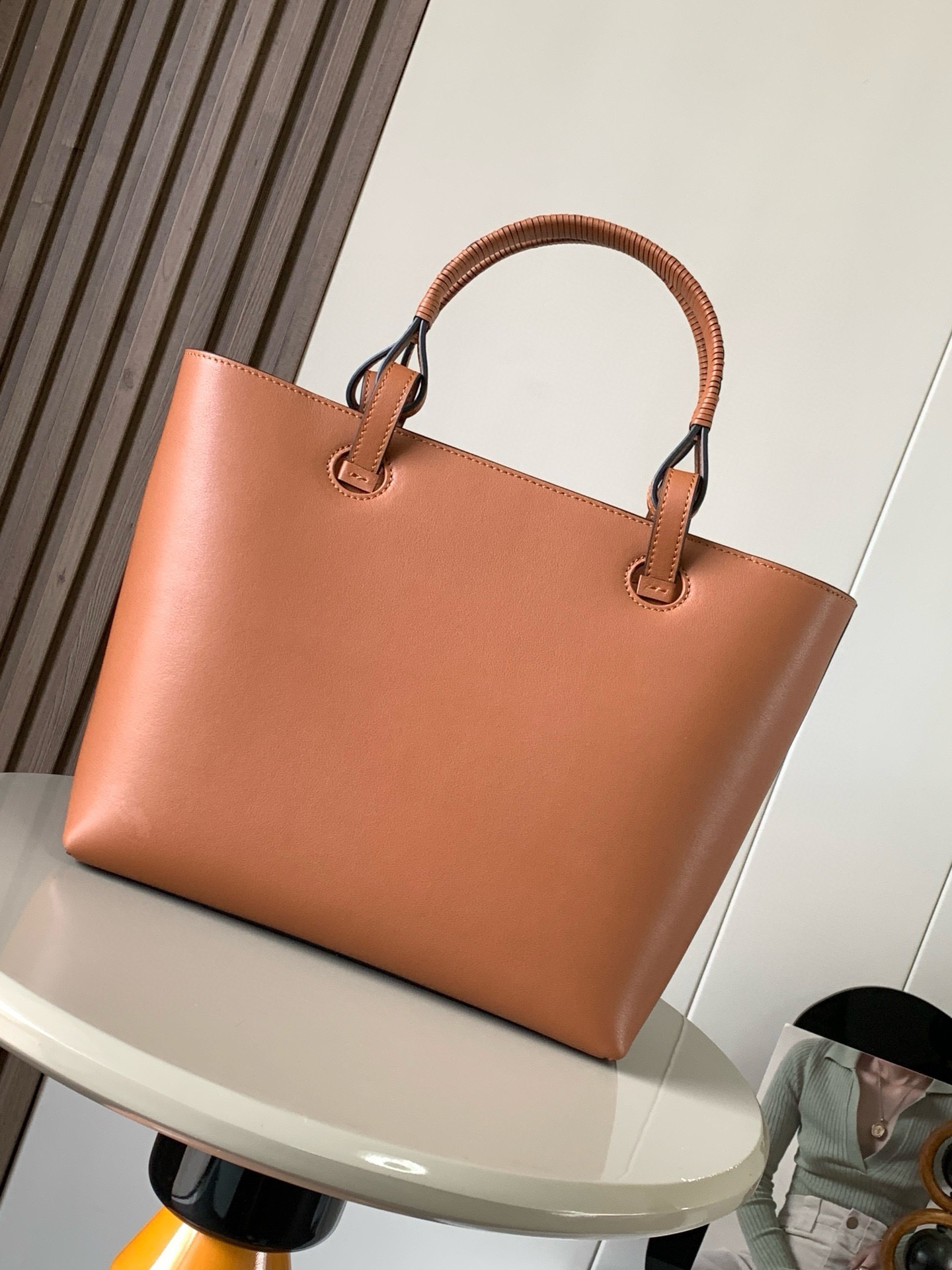 LOEWE Calfskin Woven Cord Anagram Tote Bag Tan 133645