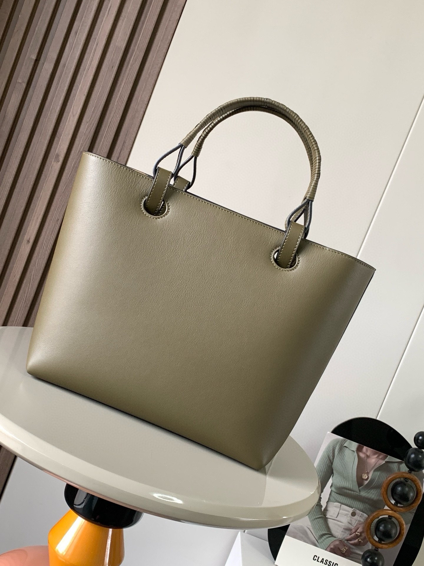 LOEWE tote bag leather Khaki Used | eBay