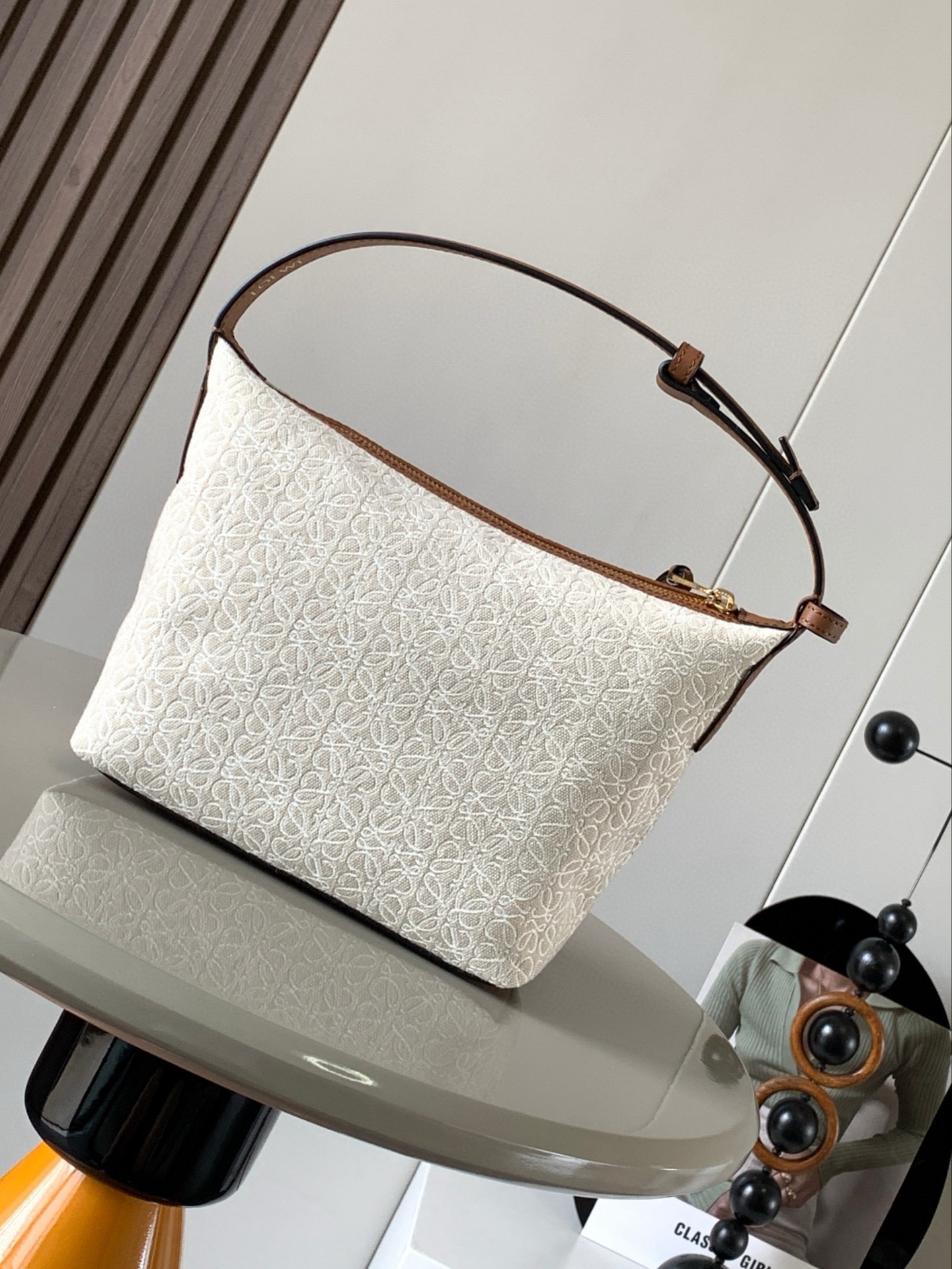 LOEWE – Cubi anagram small canvas and leather shoulder