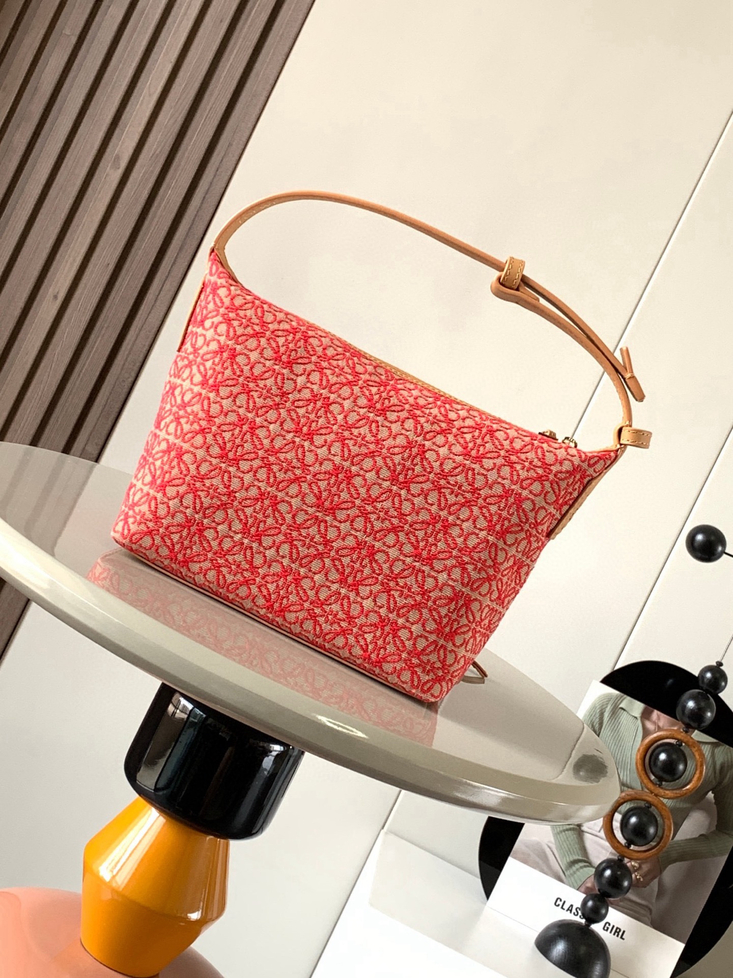 Loewe Cubi Anagram Small Leather-Trimmed Logo