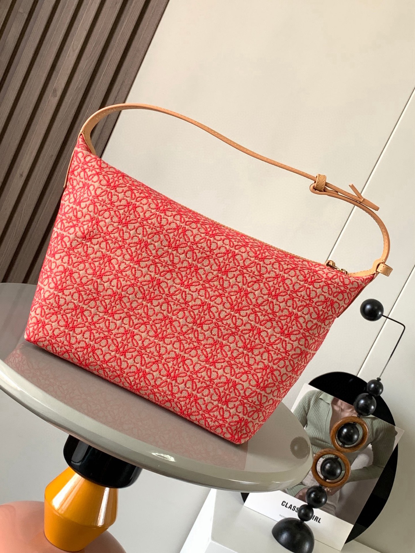 Loewe LOEWE Bag Cubby Small Red x Beige Brown Bicolor