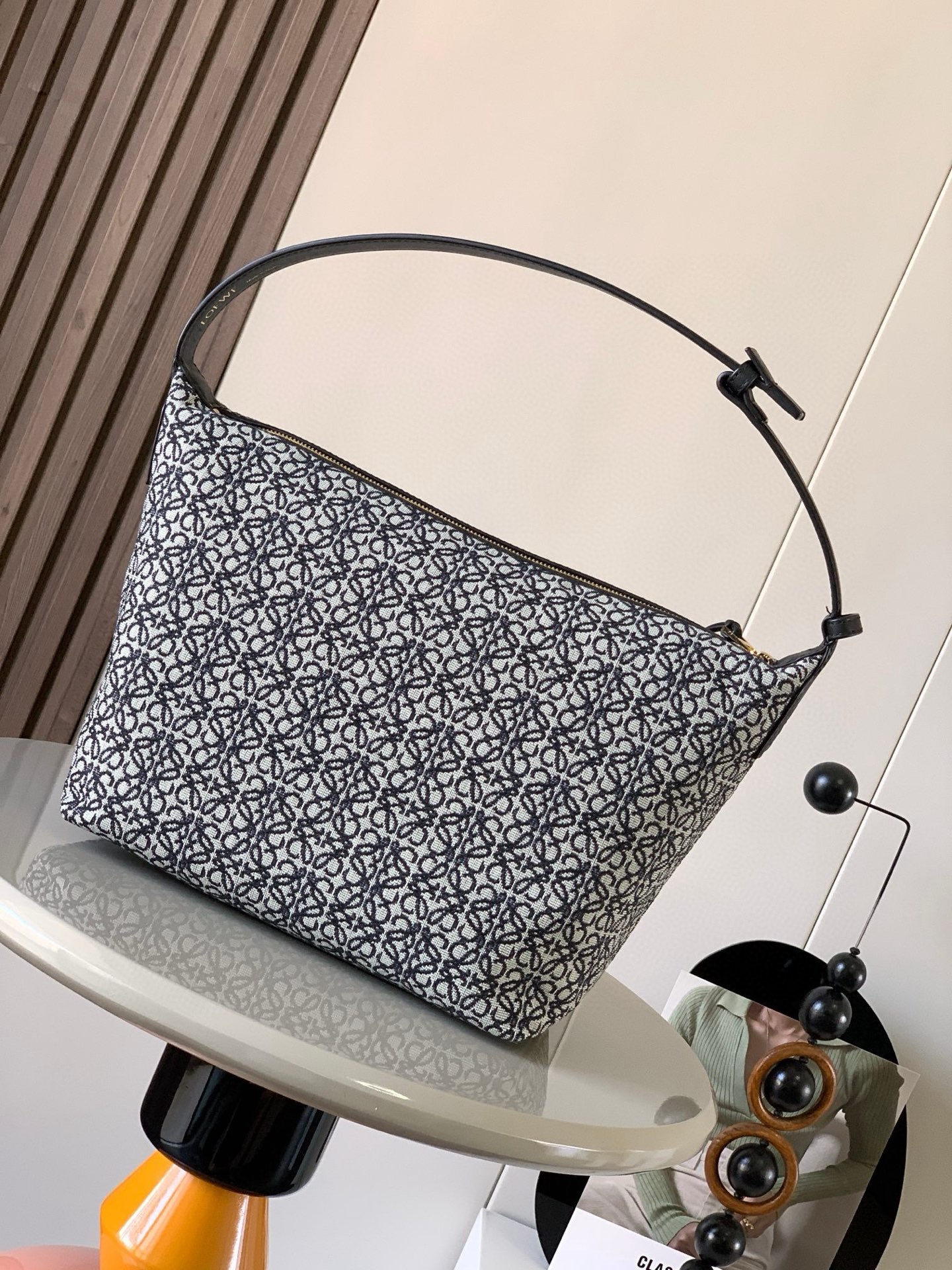 Loewe Cubi Anagram Small Bag in Navy & Black