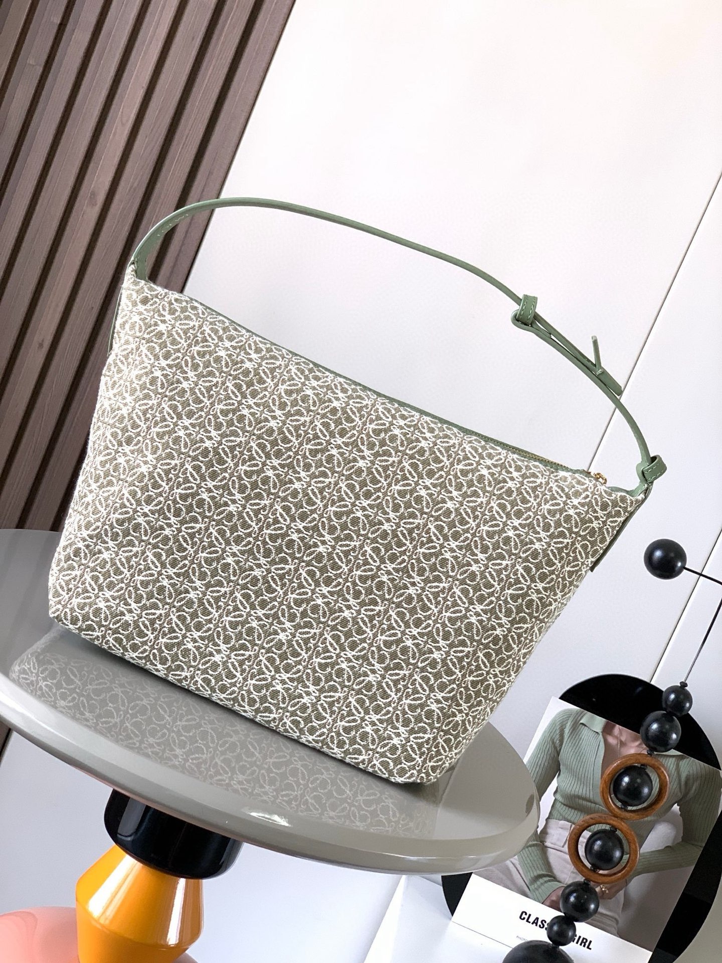 Loewe Green Anagram Jacquard Small Cubi Ba