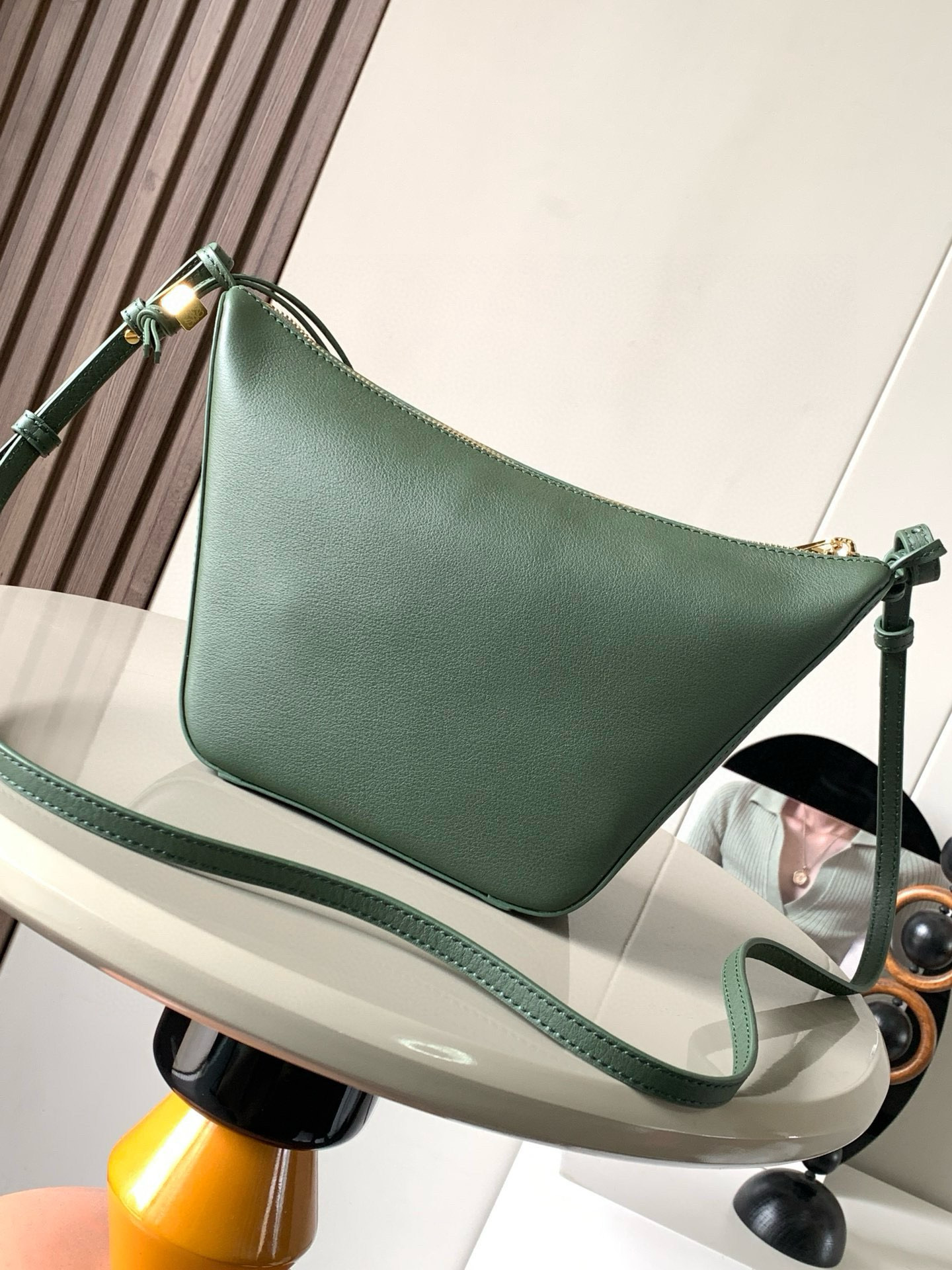 LOEWE Calfskin Mini Hammock Hobo Bottle Green 1683081