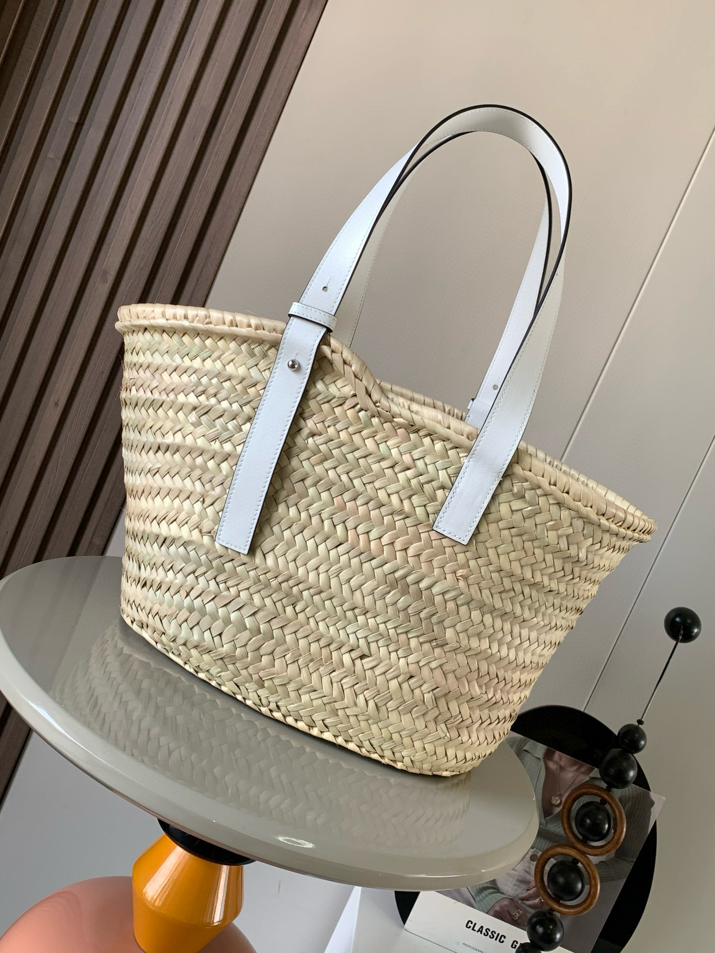 LOEWE Raffia Basket Tote Bag Natural White 831808 |