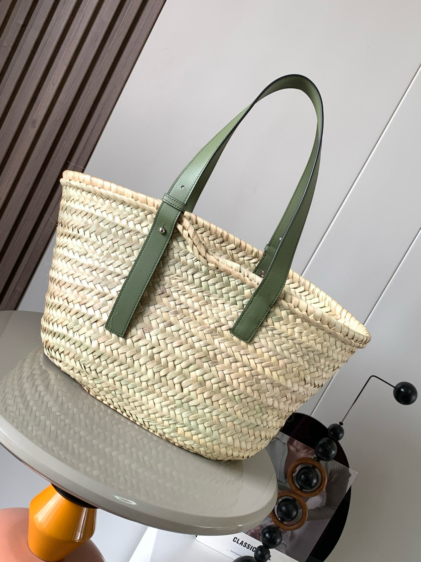 LOEWE Raffia Small Basket Tote Bag Natural Green 1251322 |
