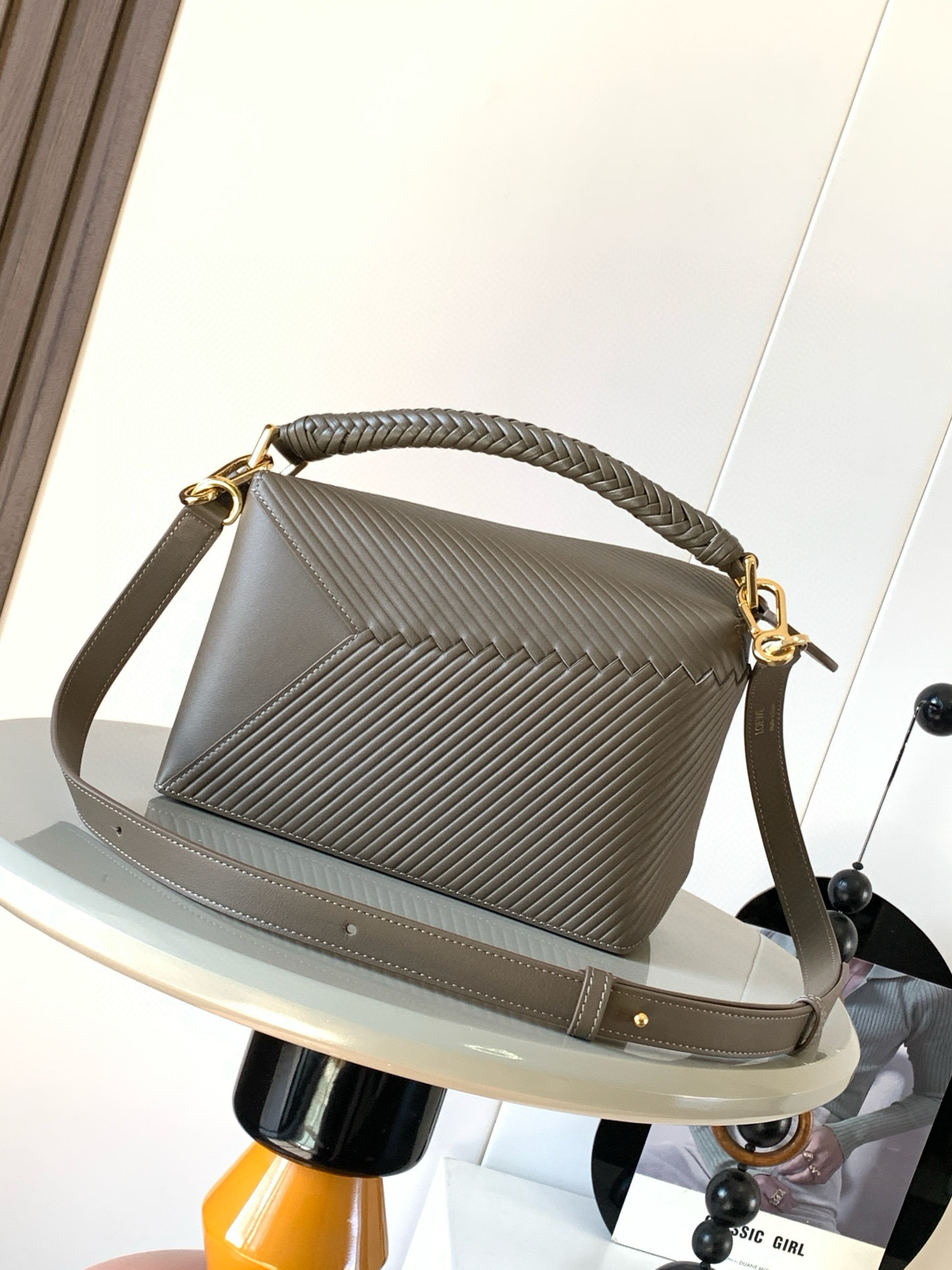 LOEWE Small Puzzle Edge Diamond Shoulder Bag brown