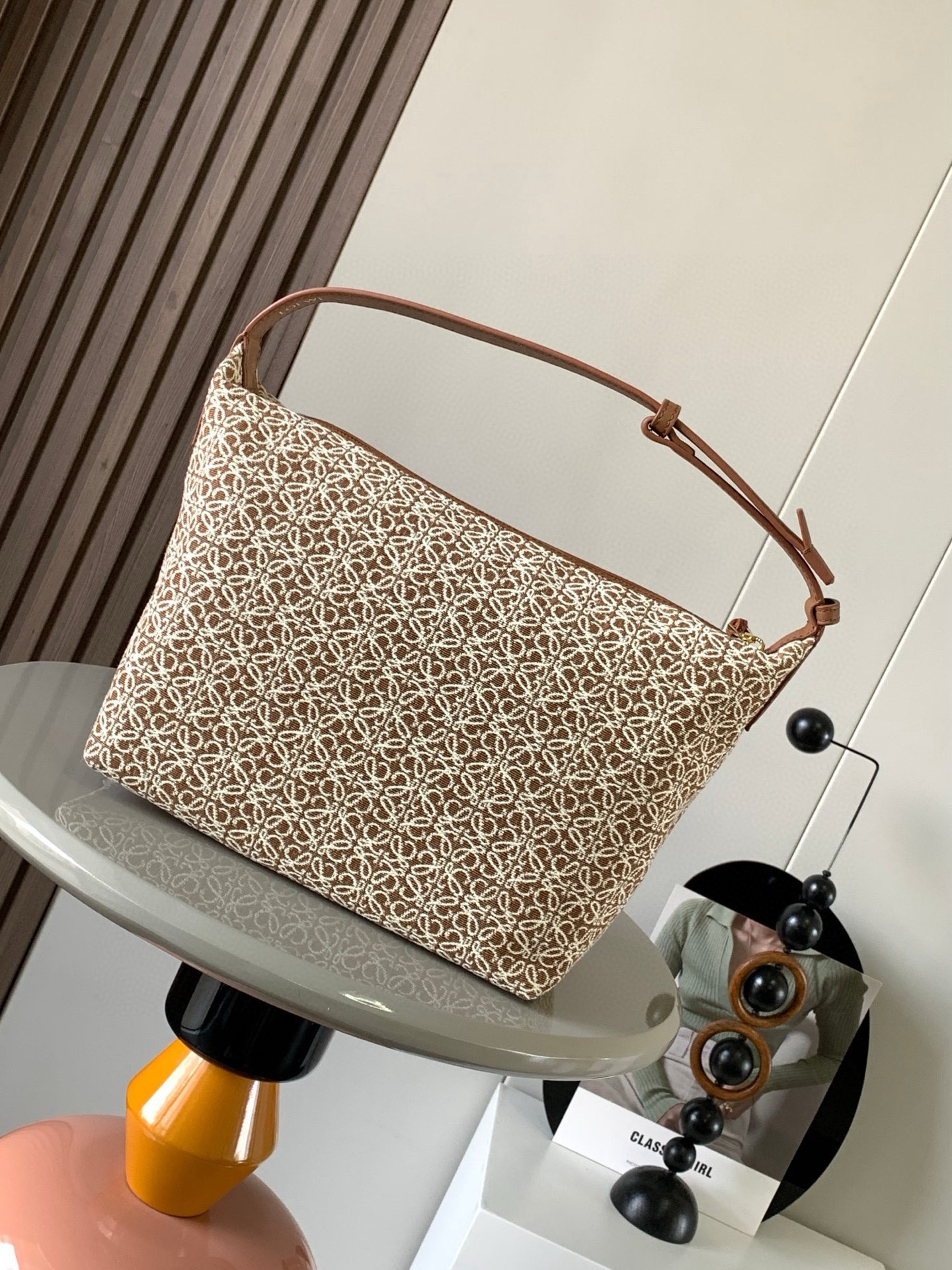 LOEW Loewe Small Cubi bag in Anagram jacquard and calfskin