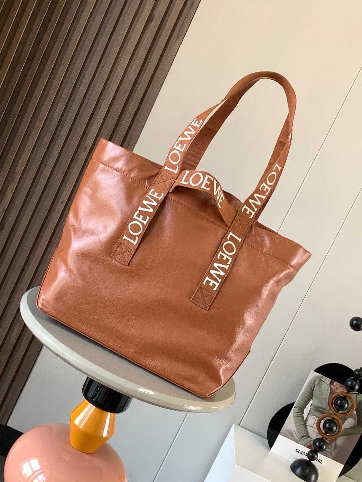 LOEWE FOLD SHOPPER TOTE IN WINTER BROWN | eBay