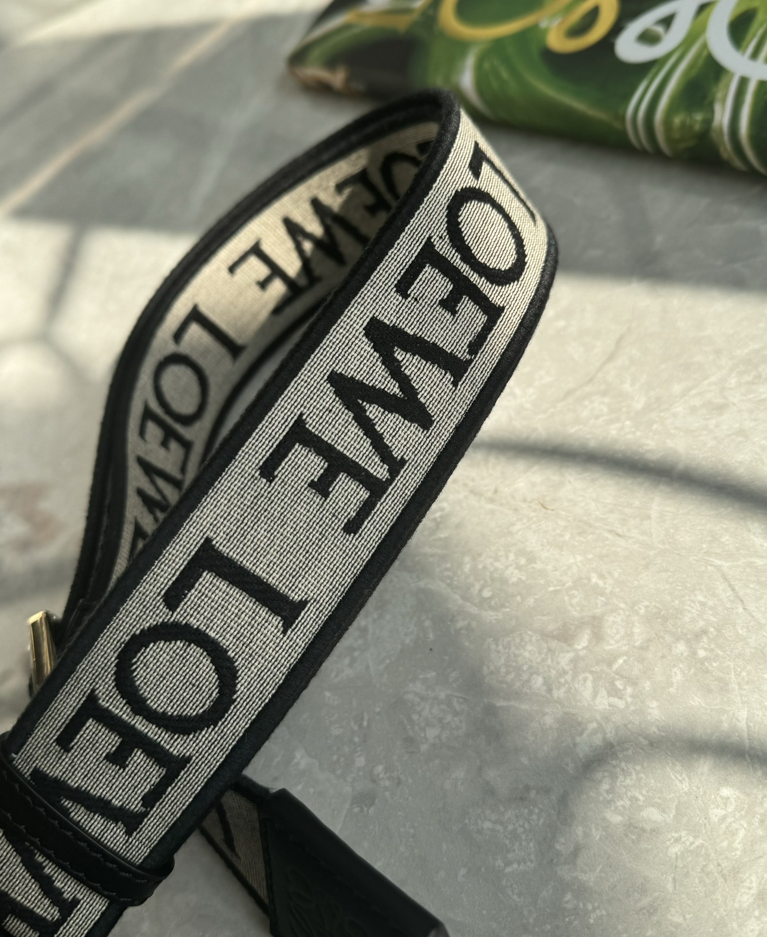 Loewe Anagram strap in jacquard and calfskin Black – LOEWE