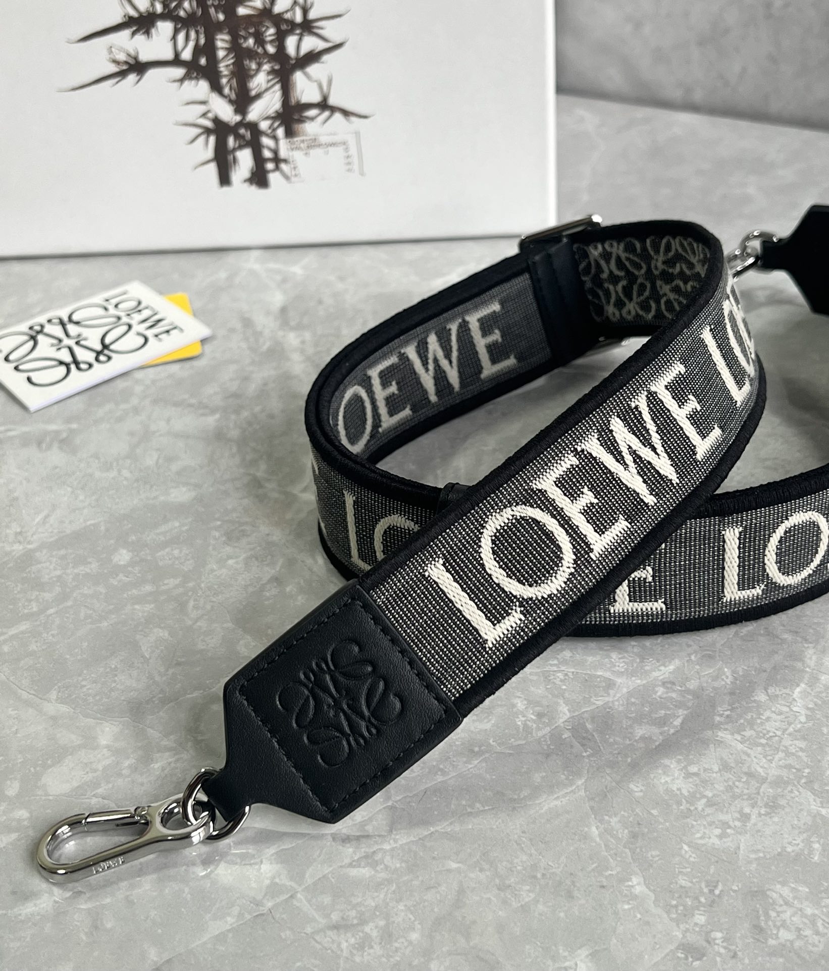 Loewe Anagram strap in jacquard and calfskin Grey – LOEWE