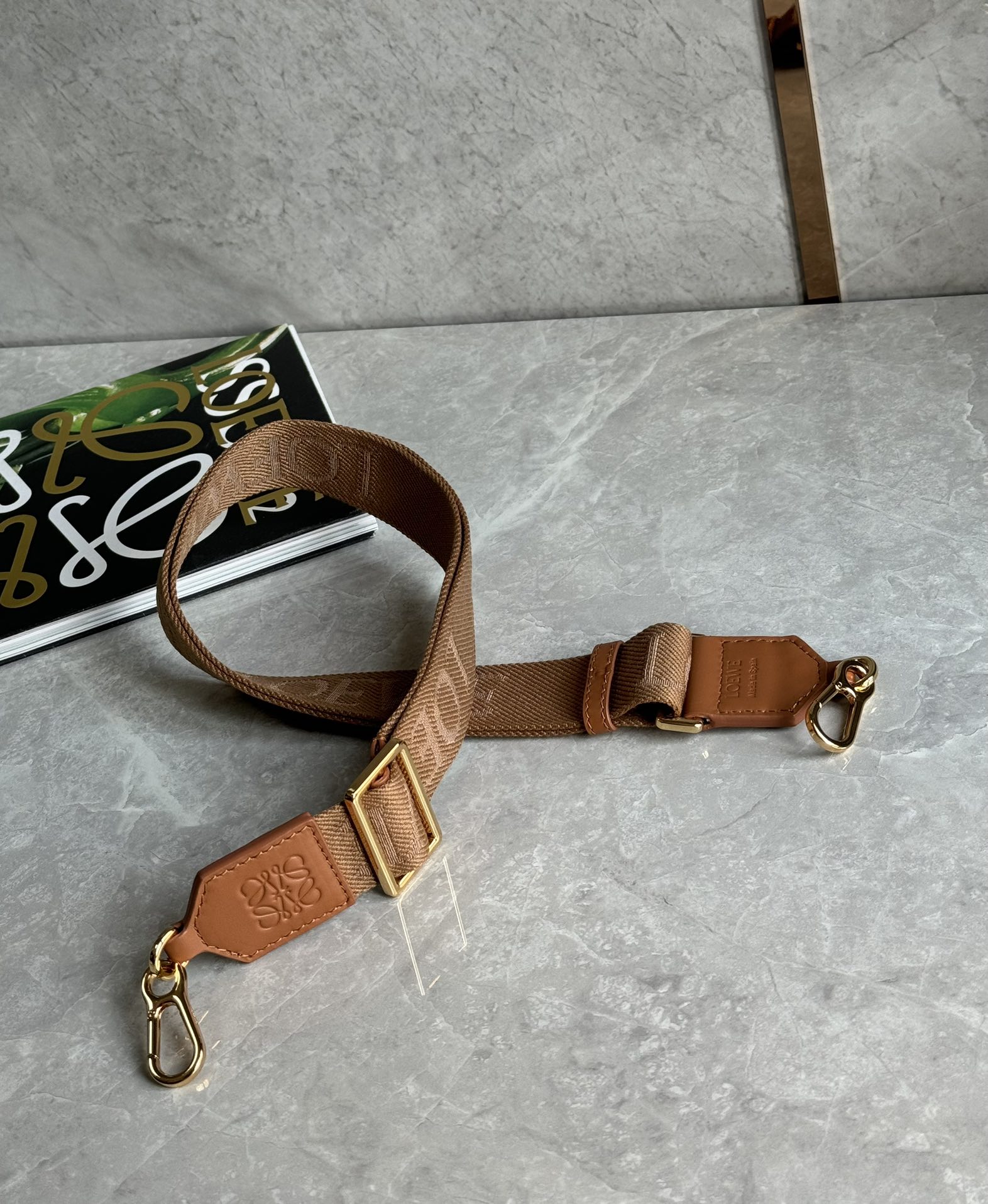 LOEWE – Anagram loop cotton and leather bag strap
