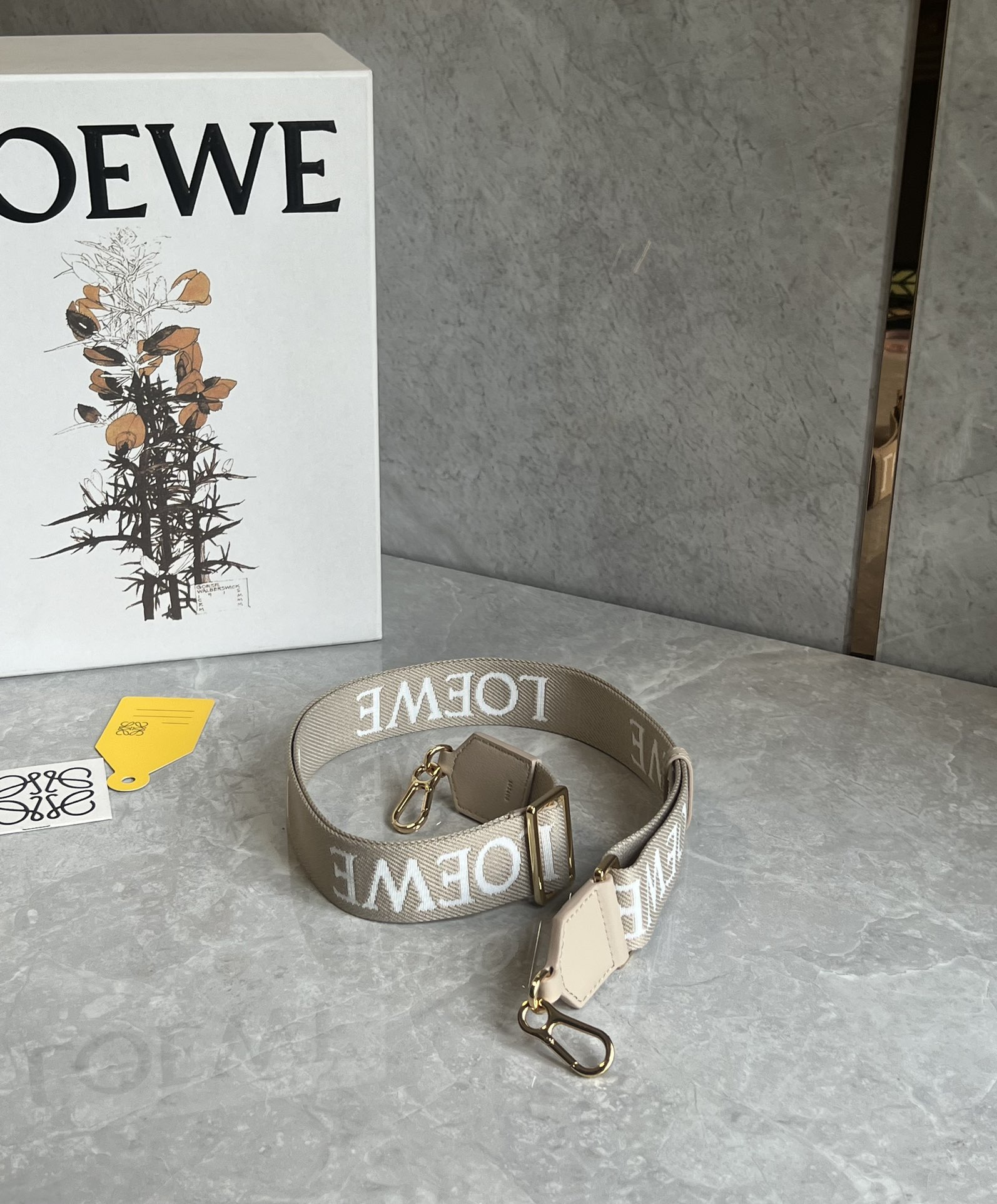 LOEWE Calfskin Jacquard Anagram Strap Ecru Natural