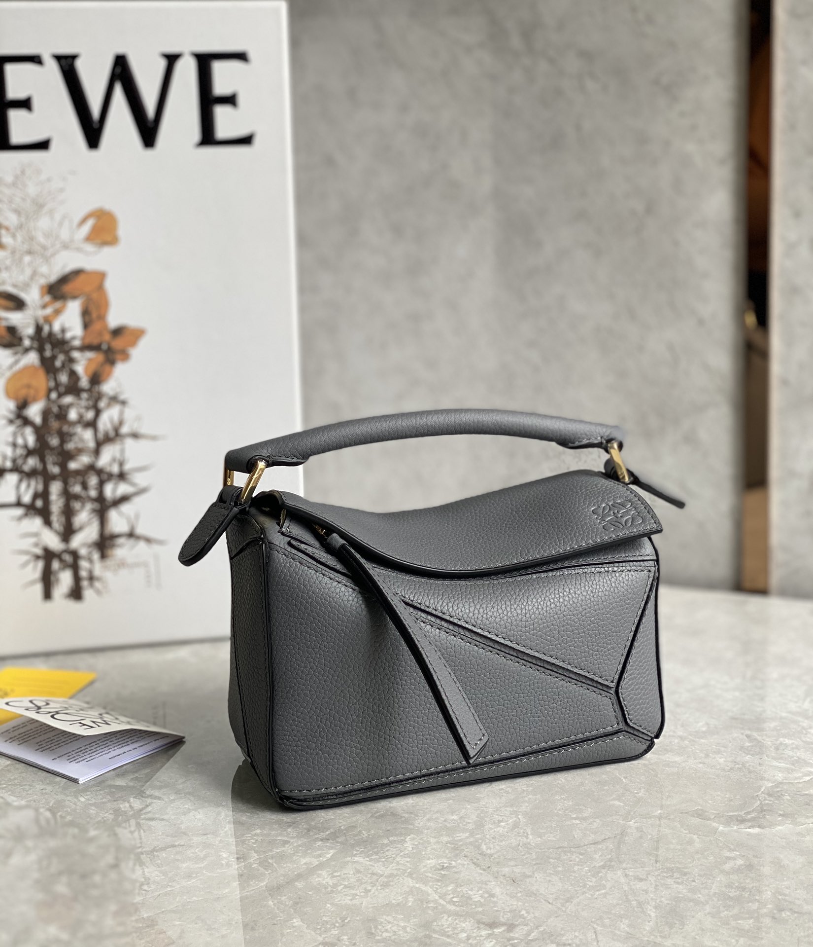 Loewe Mini Puzzle Edge bag in soft grained calfskin Grey – LOEWE