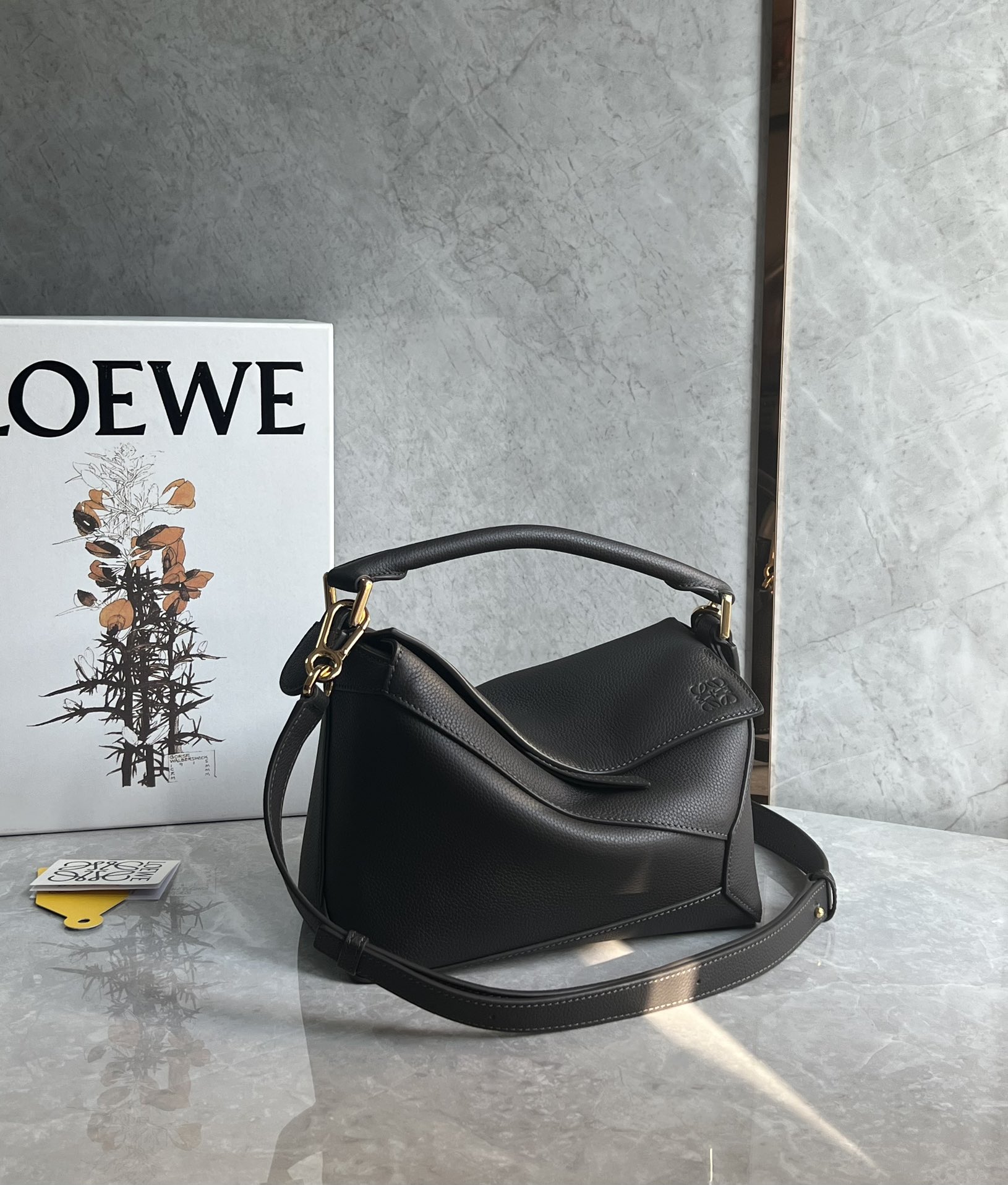 Loewe Small Featherlight Puzzle bag in nappa lambskin Black – LOEWE