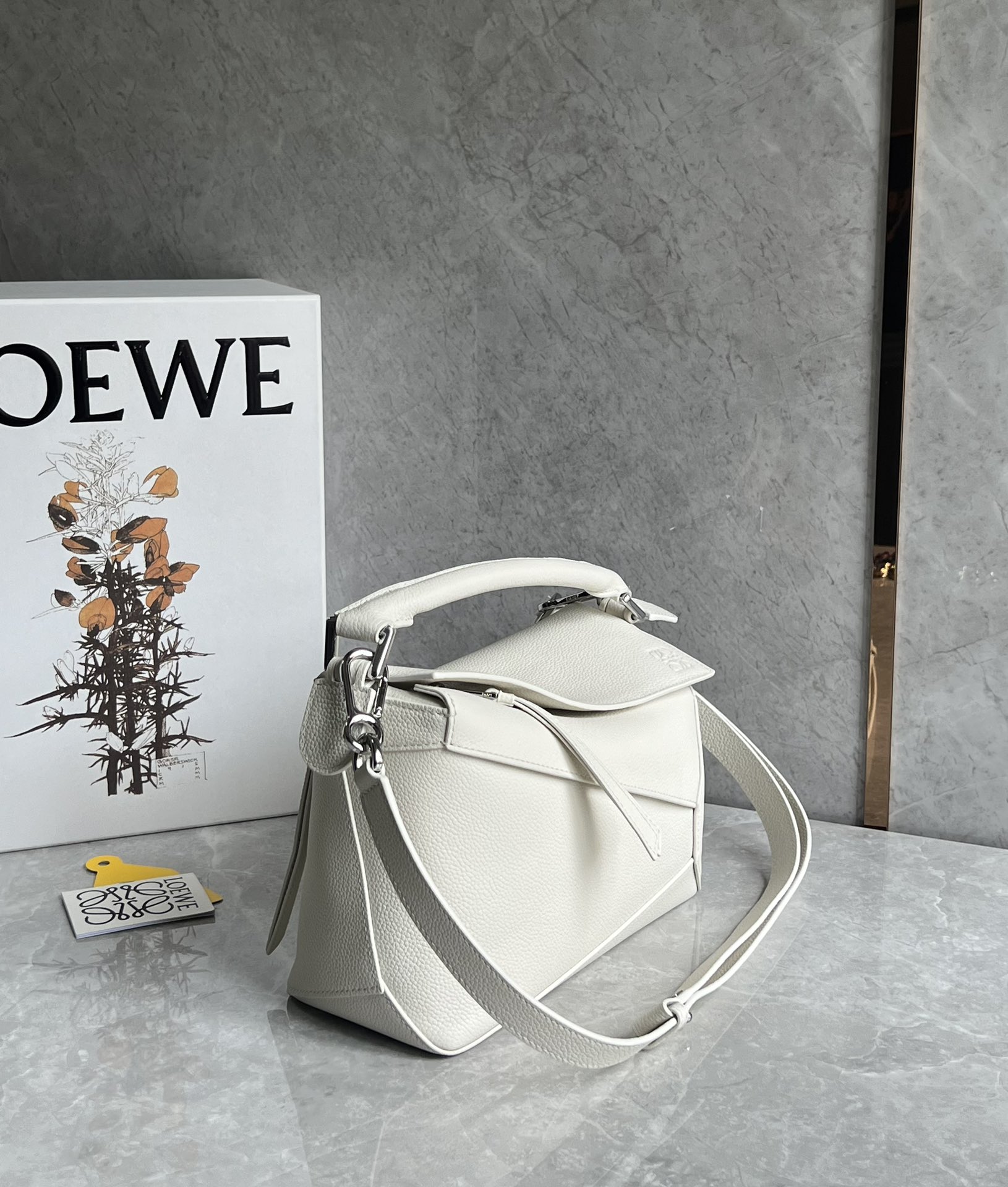 Loewe Small Puzzle Edge bag in soft grained calfskin White – LOEWE