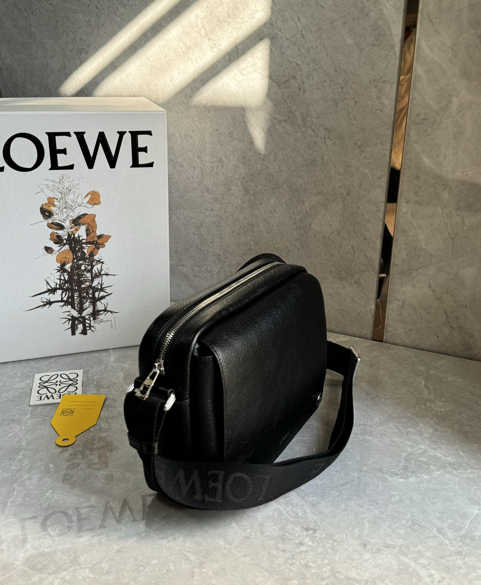 Loewe Mini crossbody camera bag in soft grained calfskin Black