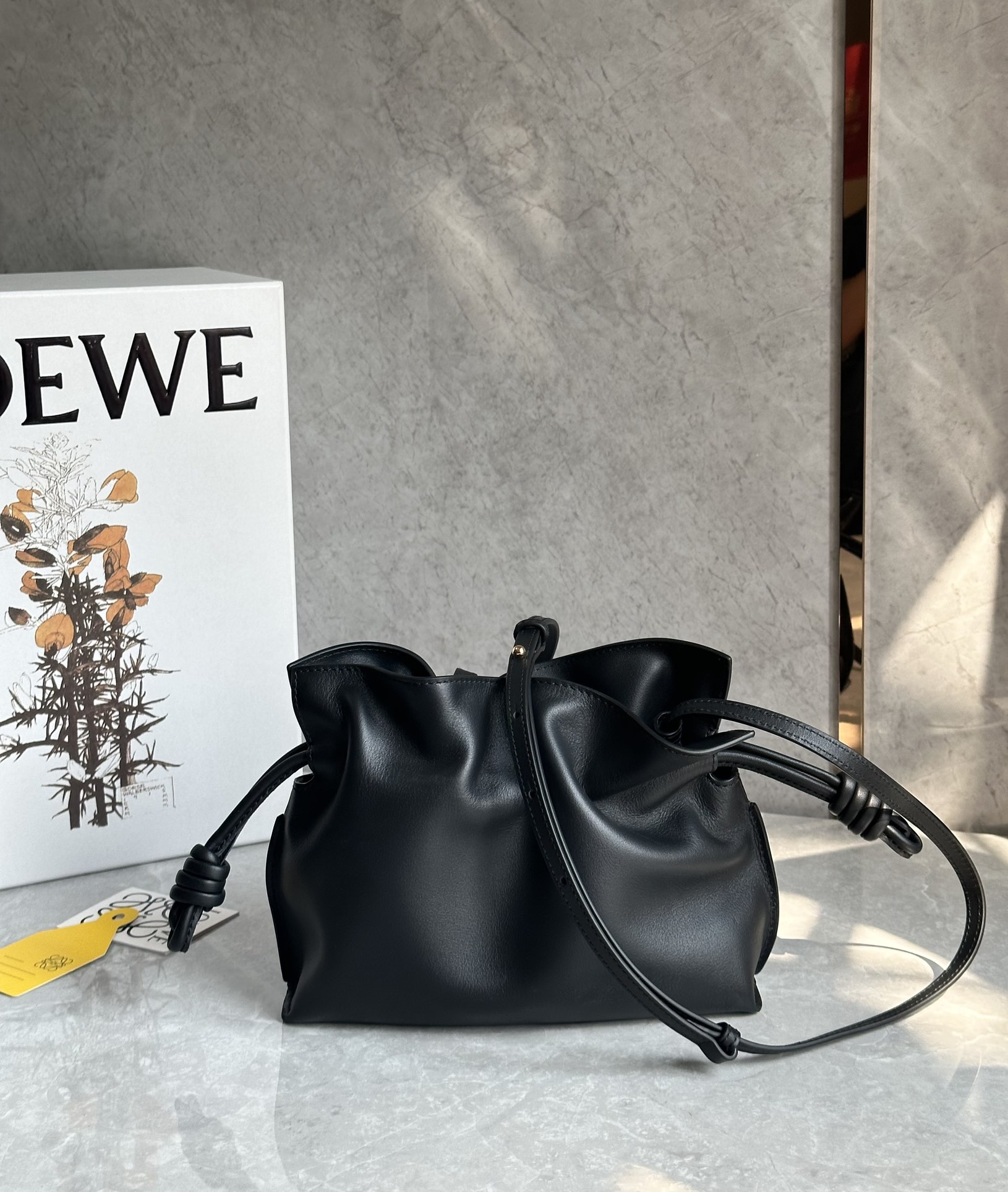 LOEWE Calfskin Mini Flamenco Knot Clutch Black 1385699
