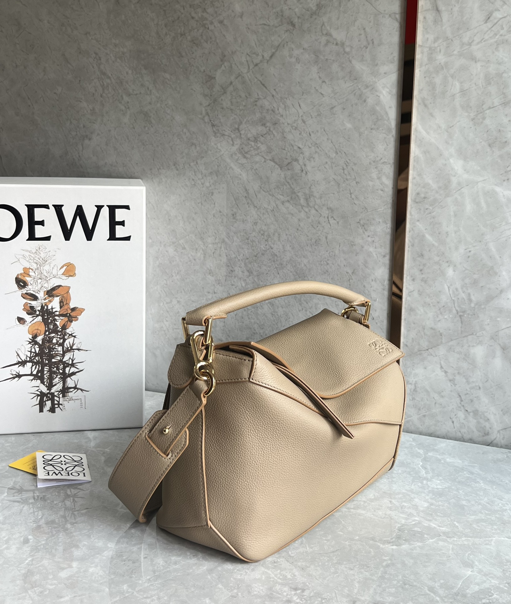 Loewe Small Puzzle Edge bag in soft grained calfskin Beige – LOEWE