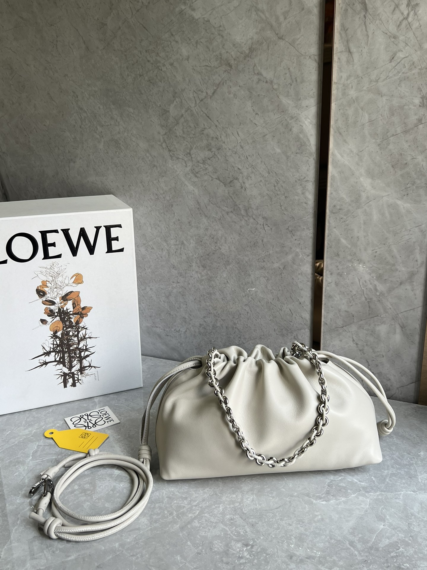 LOEWE Mini Flamenco purse in mellow nappa lambskin White