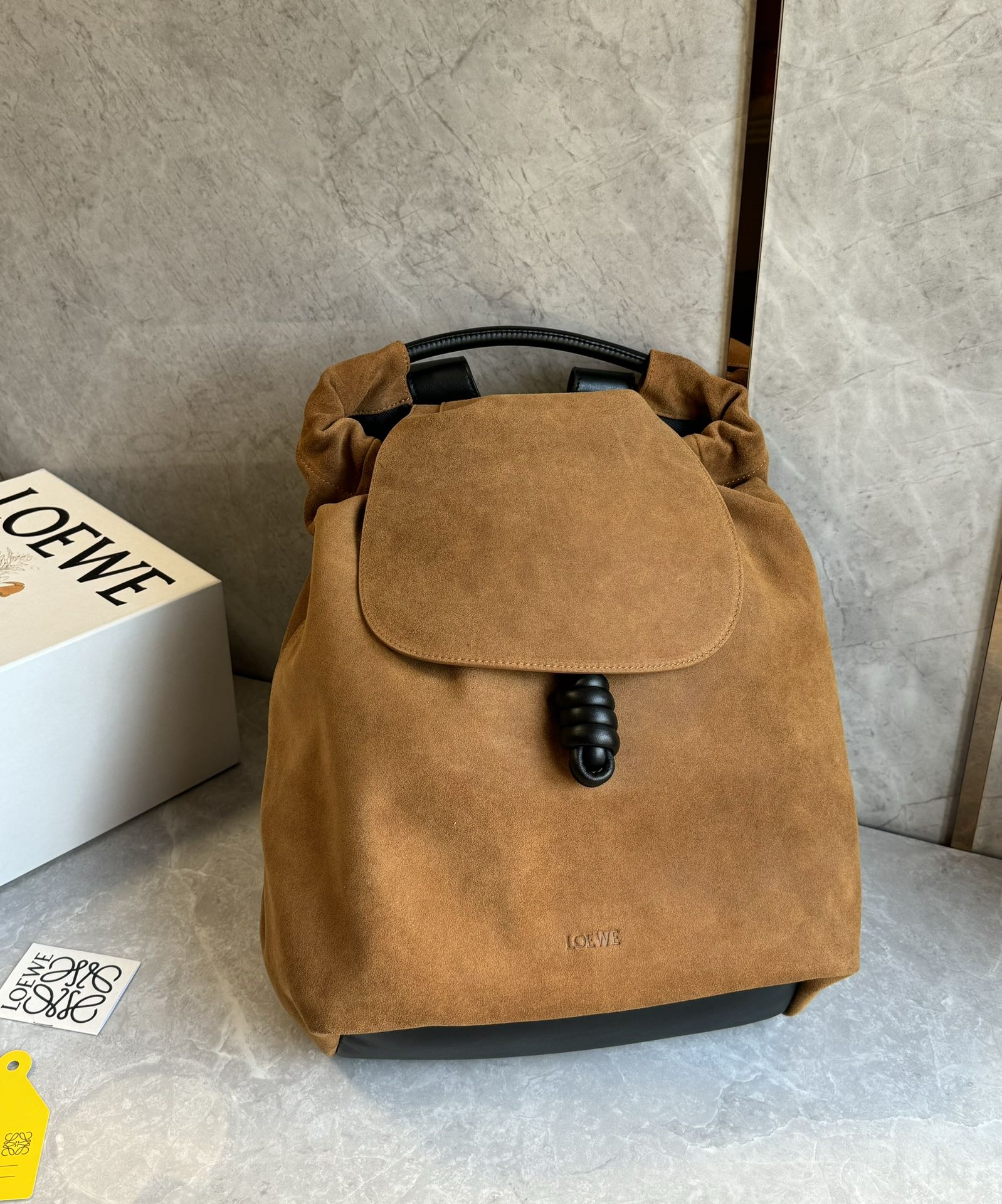 Loewe Flamenco backpack in pressed suede Brown – LOEWE