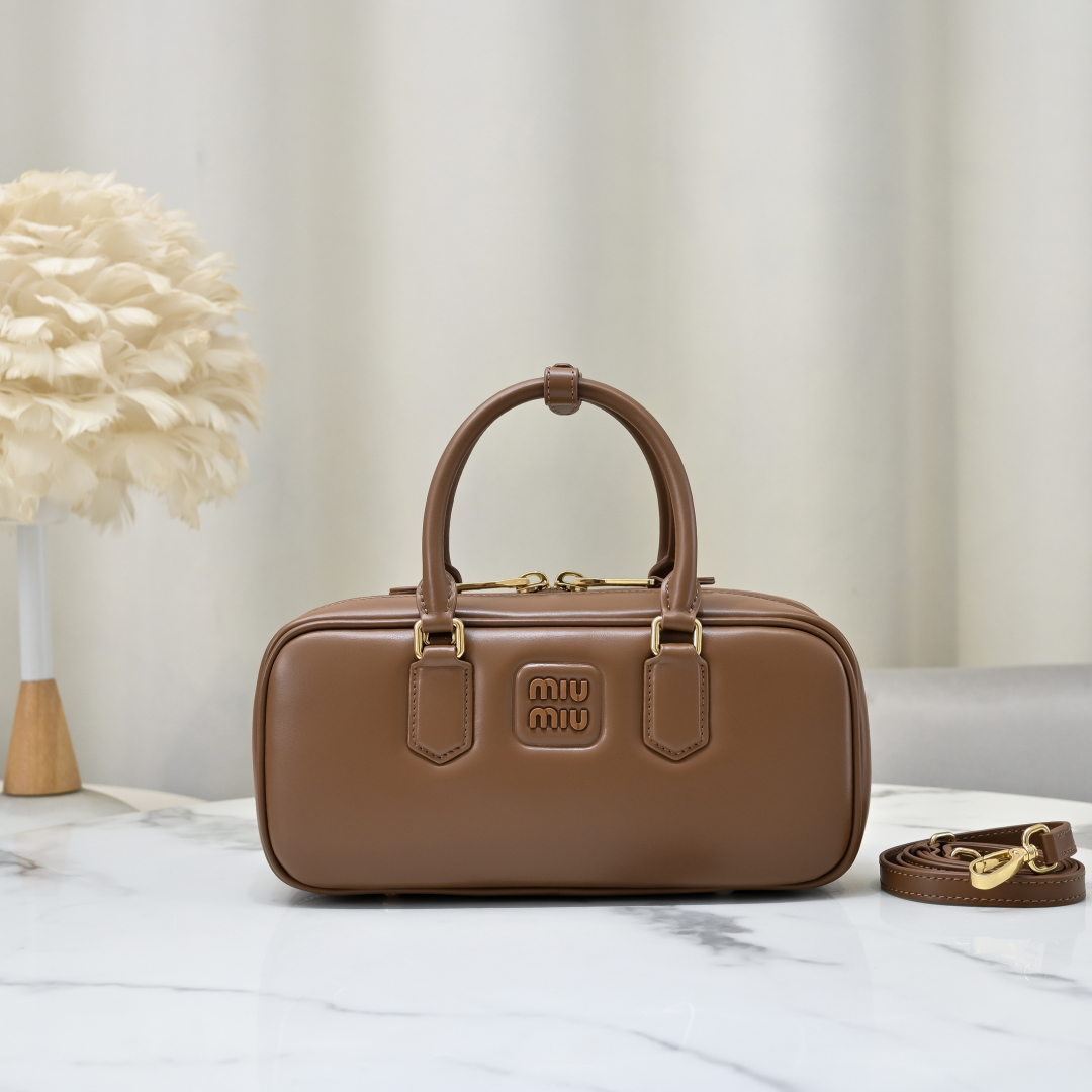MIU MIU Calfskin Arcadie Top Handle Bag Cognac 1643542 |