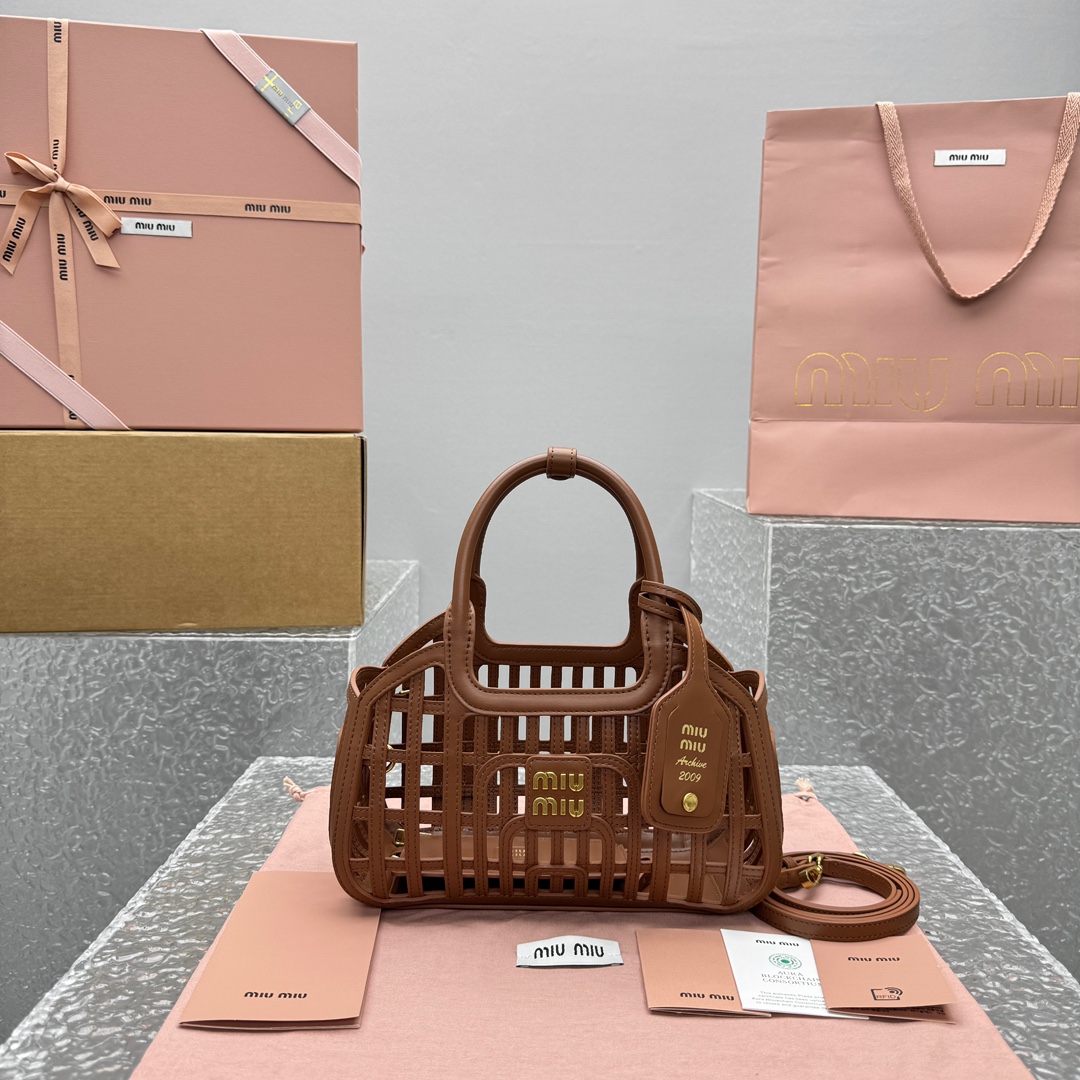 Miu Miu Leather Basket – Cognac |  Miu Miu  000214