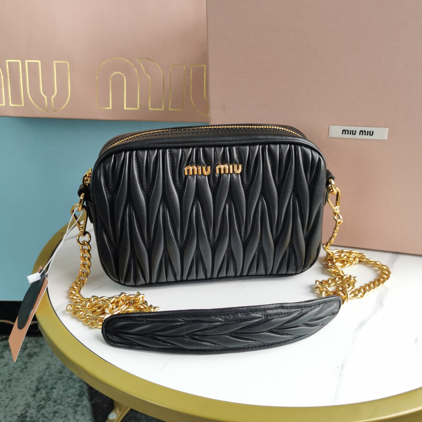 Miu Miu Matelasse Shoulder bag chain 2WAY clutch leather