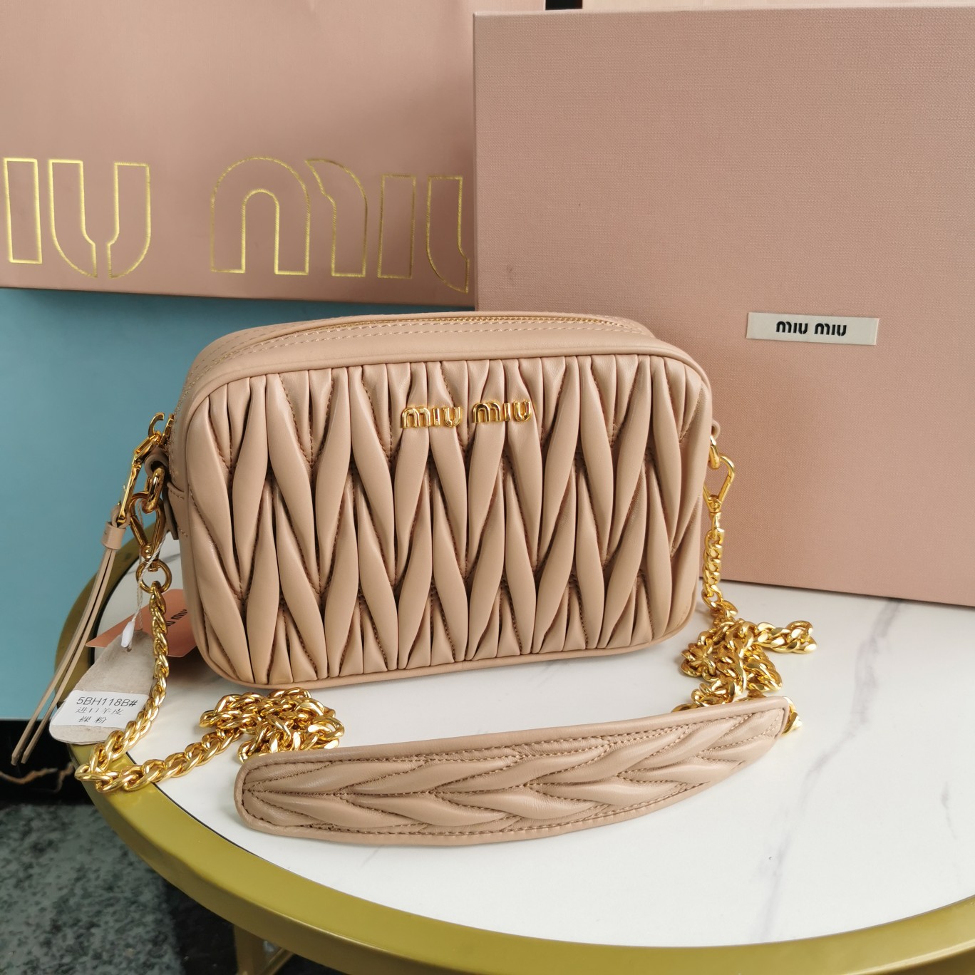 Miu wander leather crossbody bag Miu Miu Beige in Leather Miu Miu  00059
