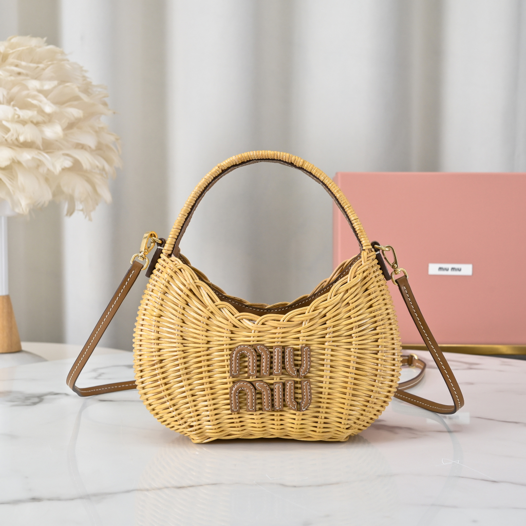 MIU MIU Wander Small Natural/Brown Hobo Bag New