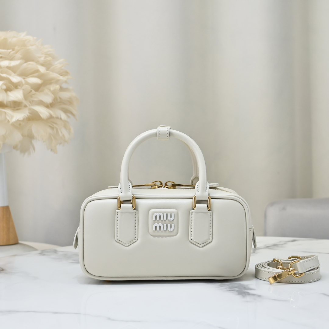Miu Miu Leather Arcadie Top-Handle Bag white