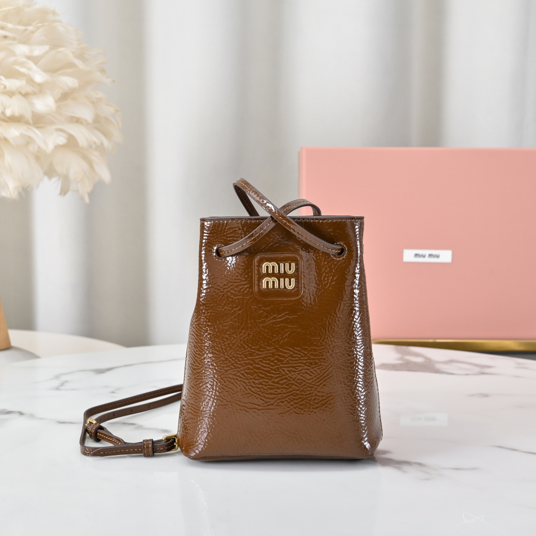 Miu Miu Dark Brown Vitello Lux Leather Bow Tote Miu Miu |