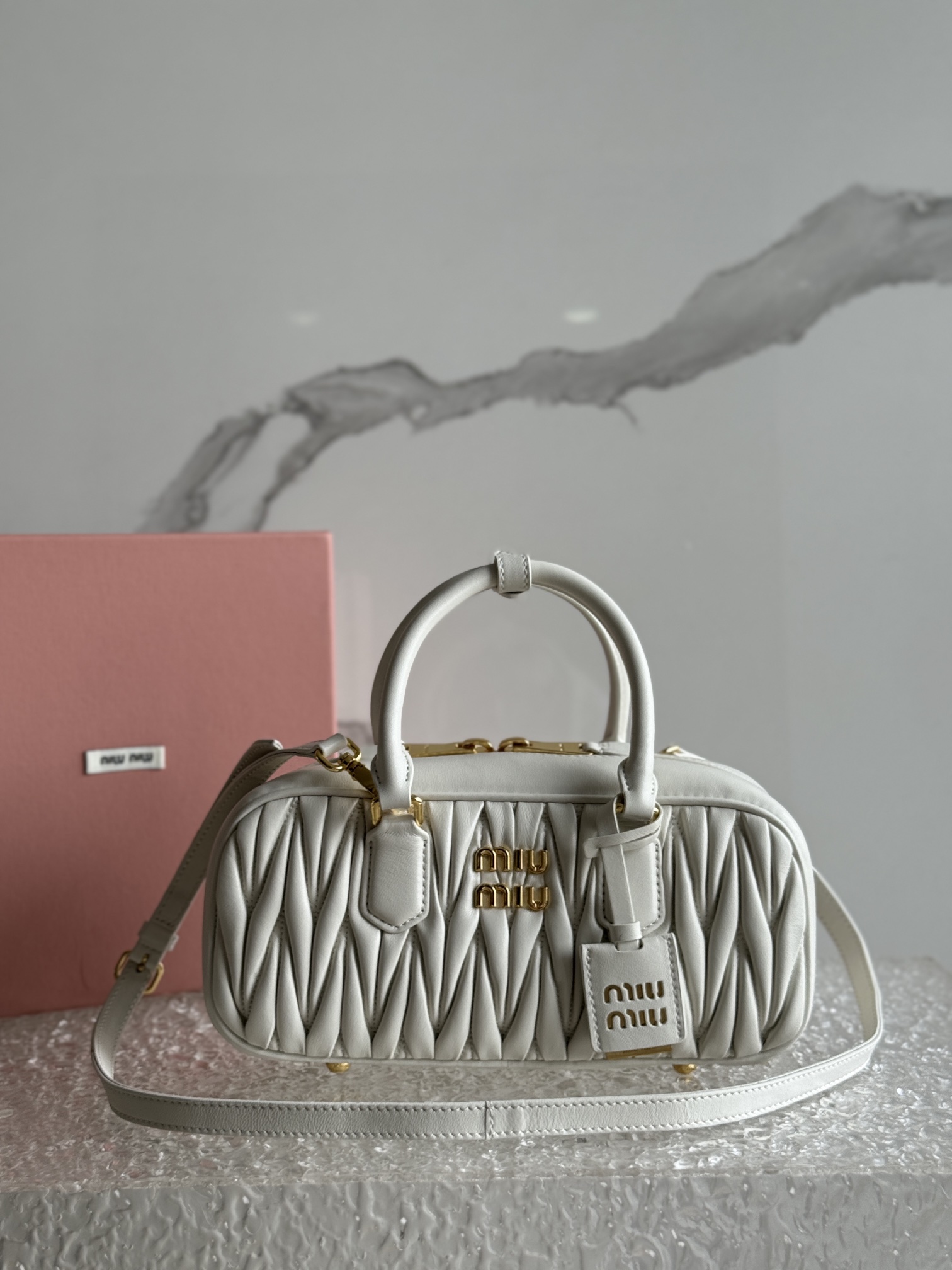 Miu Miu White Arcadie Matelassé Nappa Leather Bag | Miu Miu