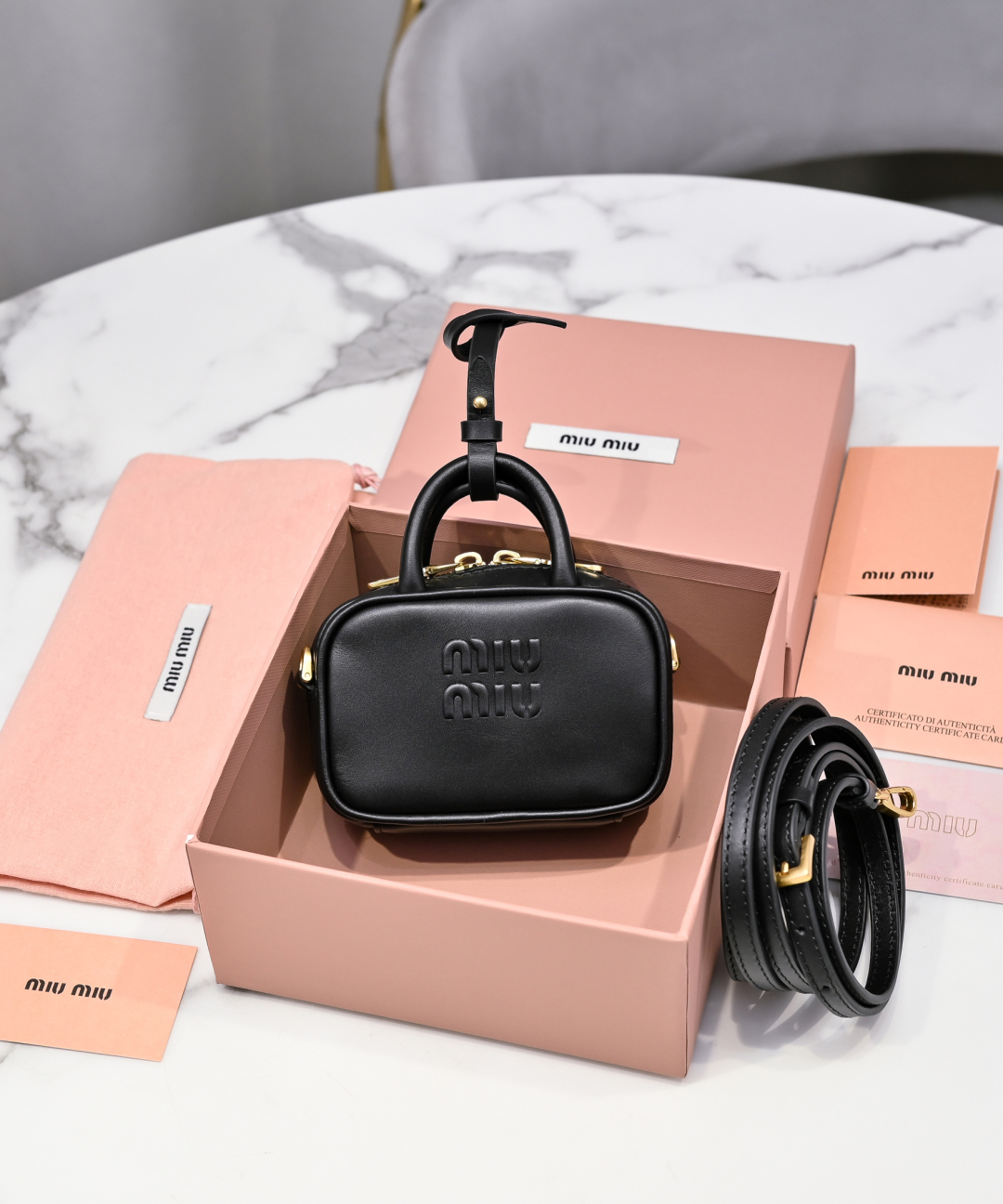 Miu Miu Beau leather micro bag – Black Bag Accessories,