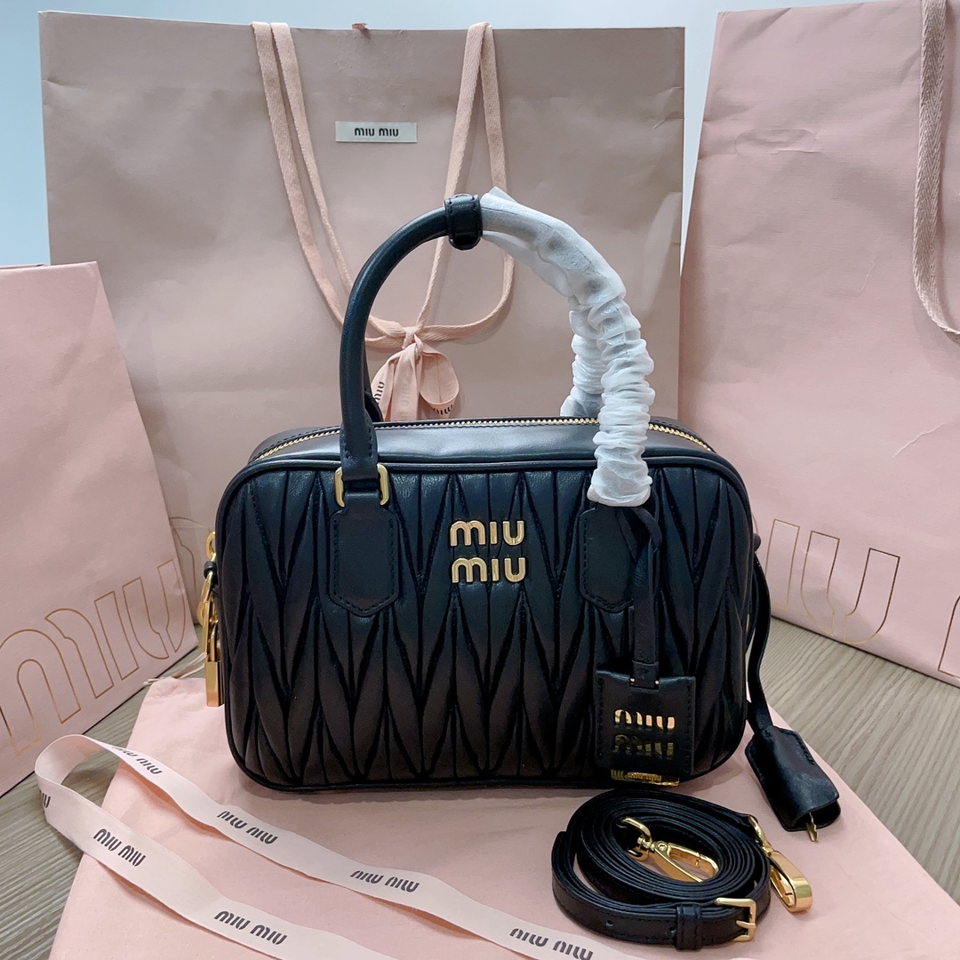 Miu Miu Mini Matelassé Leather Arcadie Top-Handle Bag