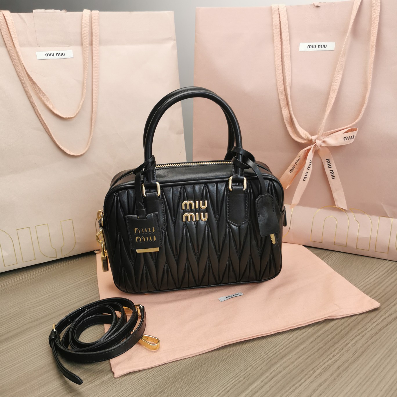 Arcadie leather crossbody bag Miu Miu Black in Leather –
