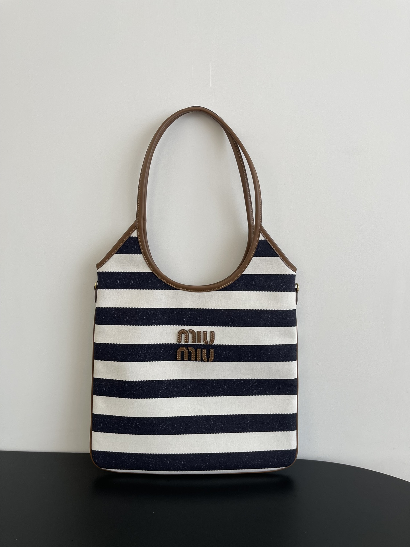 Miu Miu Blue/beige Ivy Canvas And Leather Bag | Miu Miu