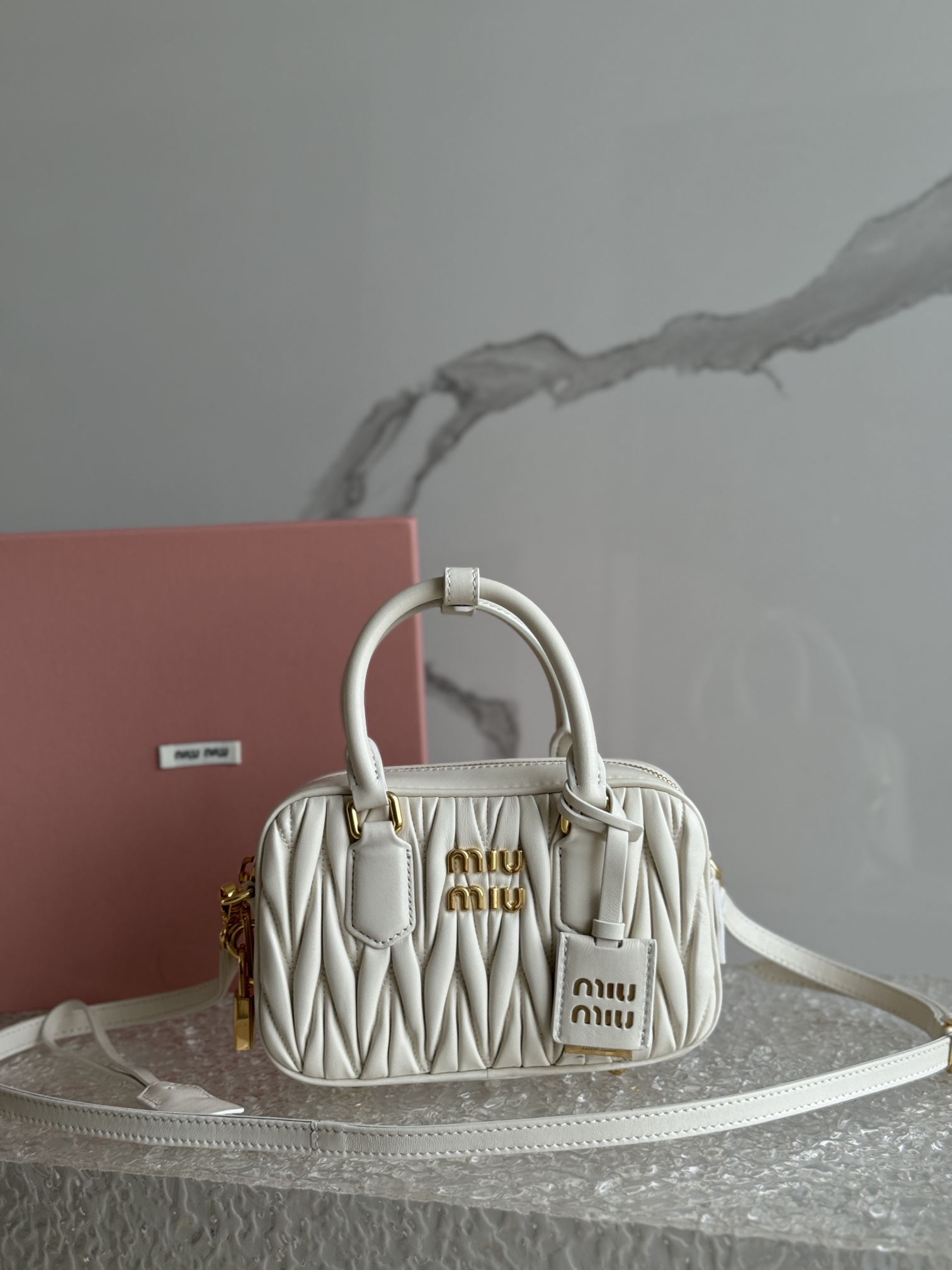 Miu Miu White Arcadie Matelassé Nappa Leather Bag | Miu Miu