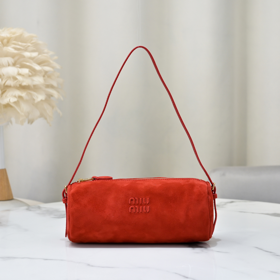 Miu Miu Suede Shoulder Bag | red