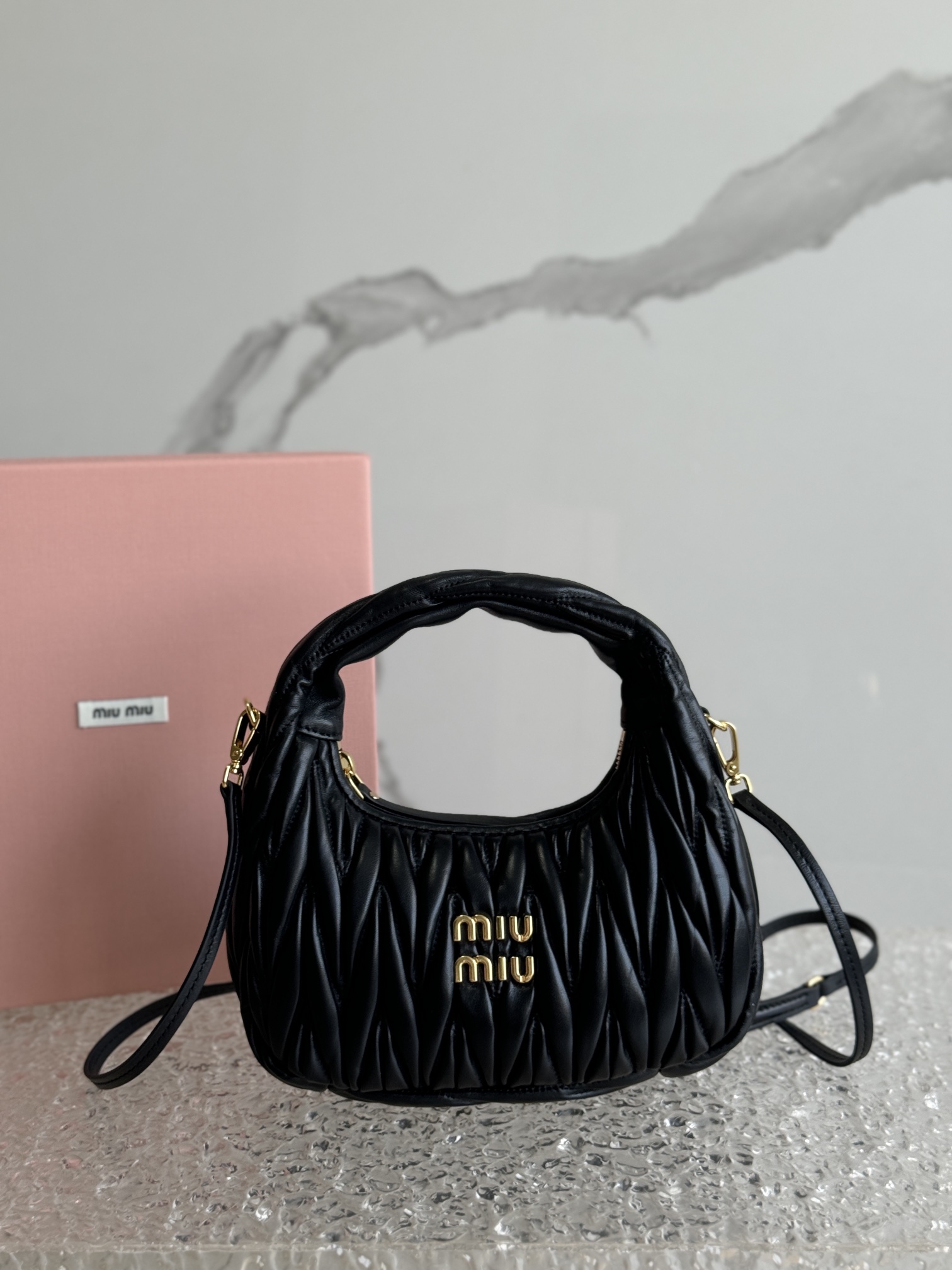 Miu miu Wander matelassé nappa leather small hobo bag