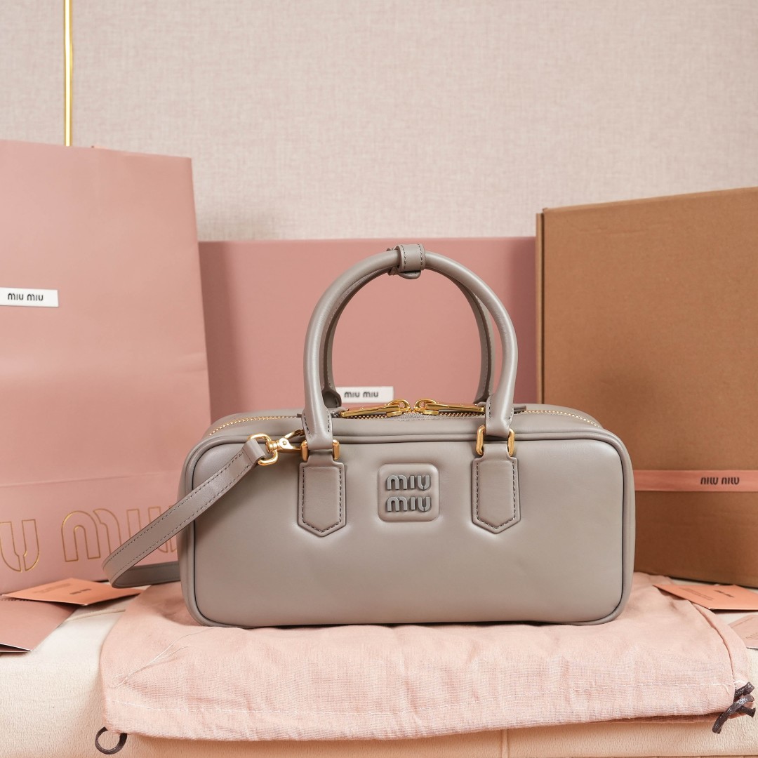 Miu Miu Chalk gray Arcadie Leather Mini-bag | Miu Miu