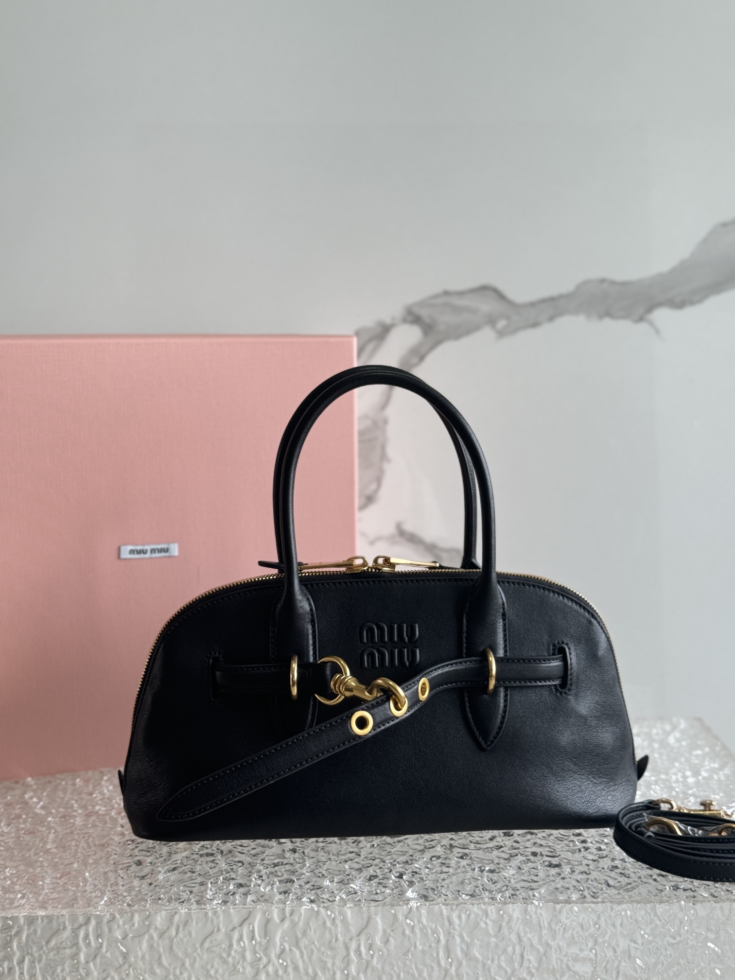 Miu Miu Black Aventure Nappa Leather Top-handle Bag | Miu Miu