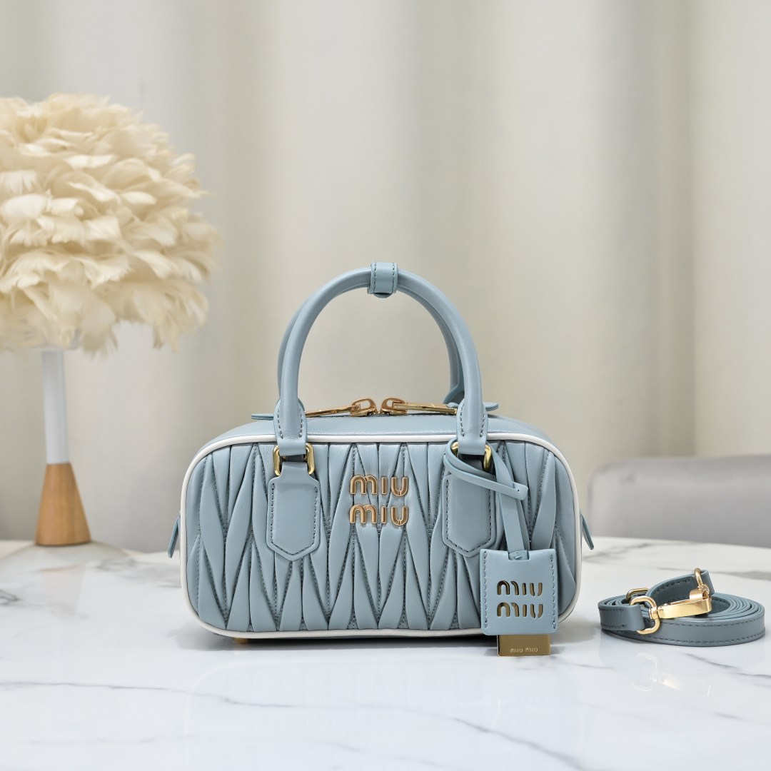 Miu Miu Powder Blue Arcadie Matelassé Nappa Leather Bag | Miu Miu