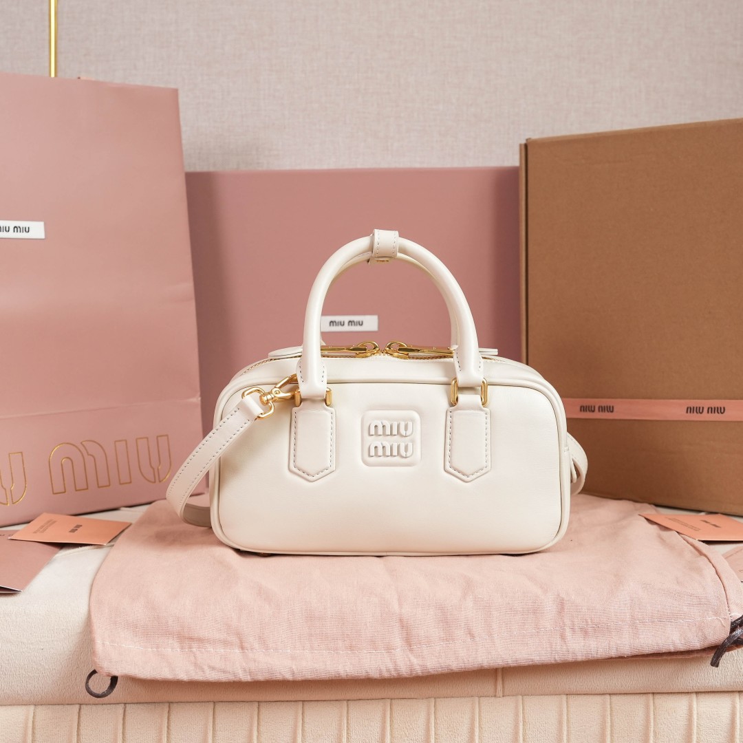 Miu Miu Chalk White Arcadie Leather Bag | Miu Miu