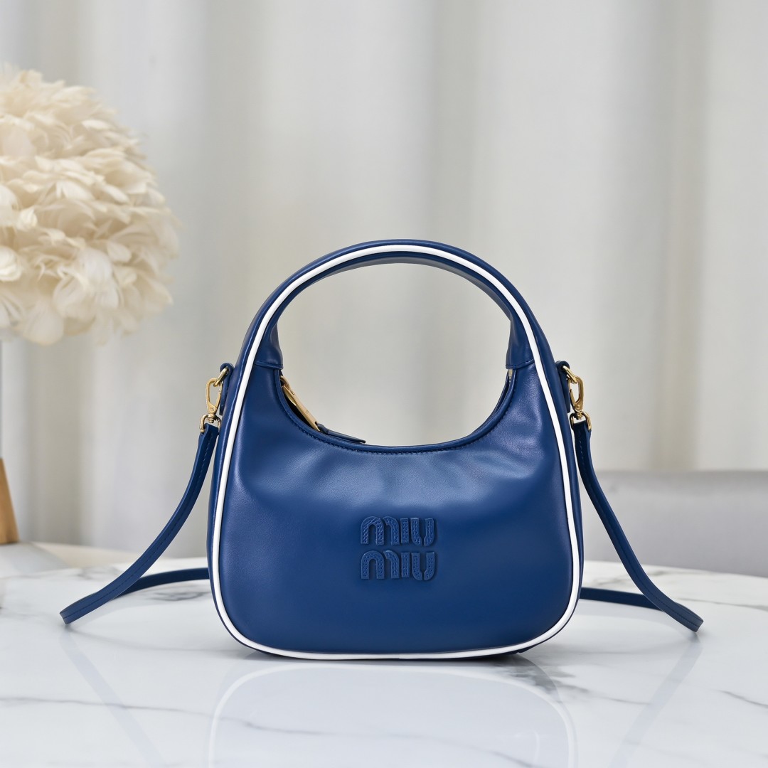 Miu Miu blue/white Wander Leather Bag | Miu Miu